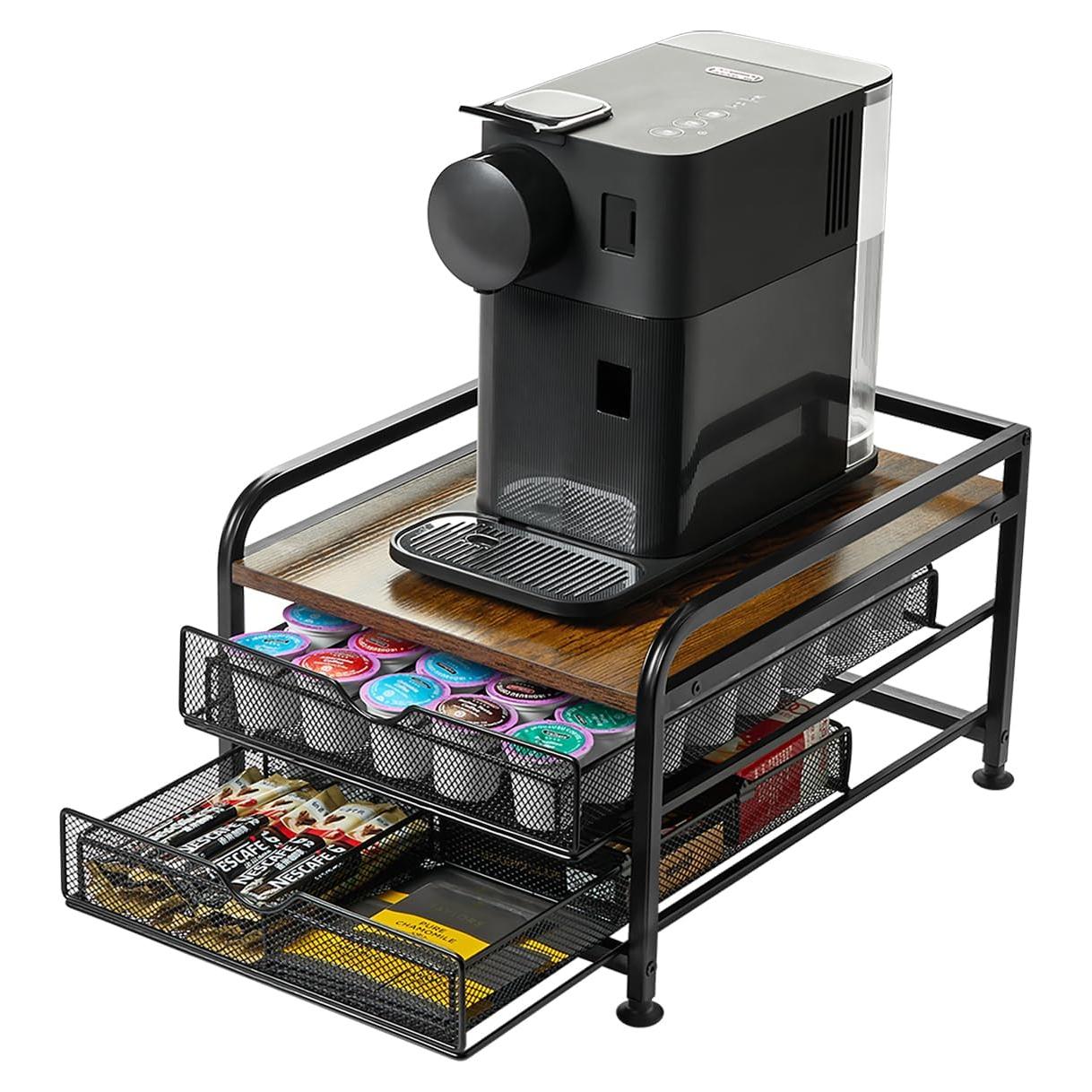 Organizador de Cápsulas de Café SereneHome - Madera y Metal, 2 Cajones