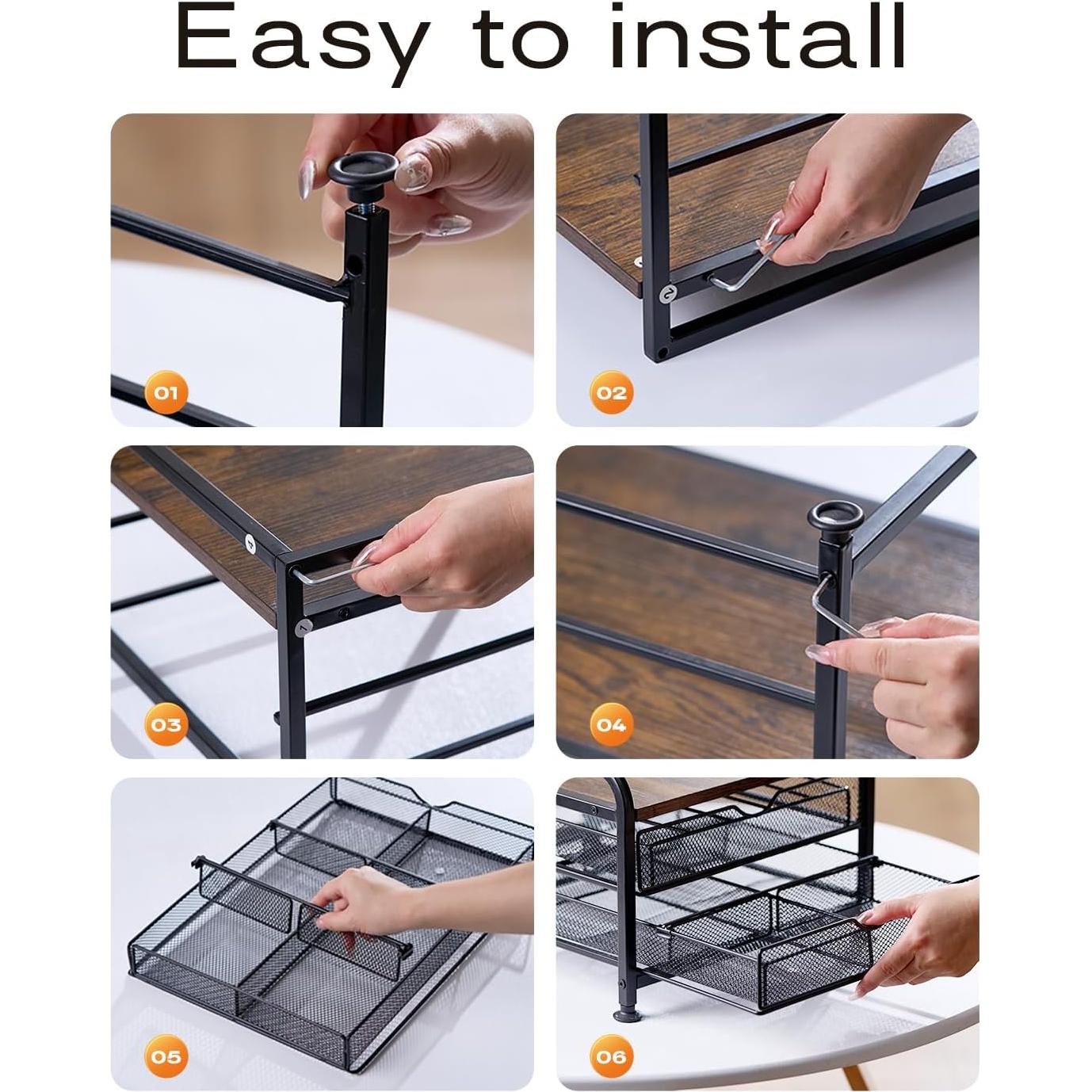 Organizador de Cápsulas de Café SereneHome - Madera y Metal, 2 Cajones