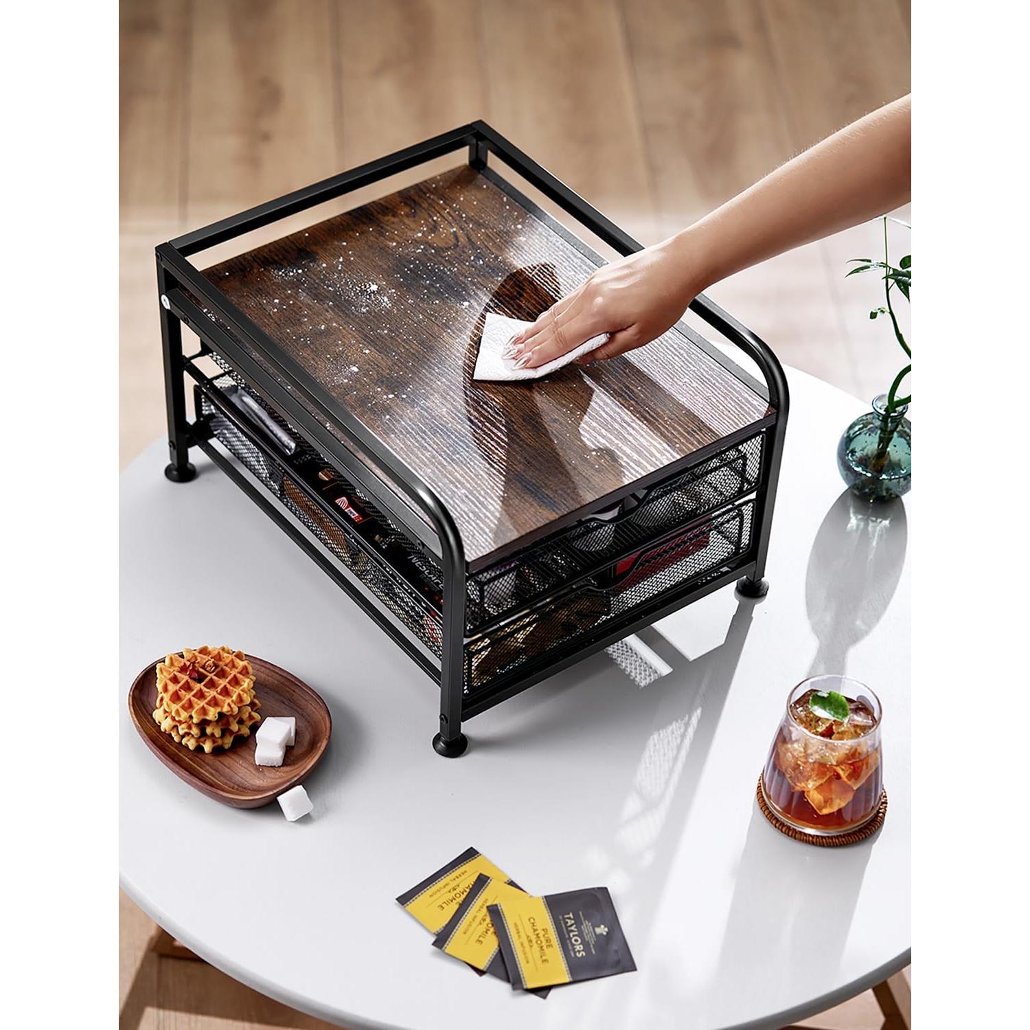 Organizador de Cápsulas de Café SereneHome - Madera y Metal, 2 Cajones