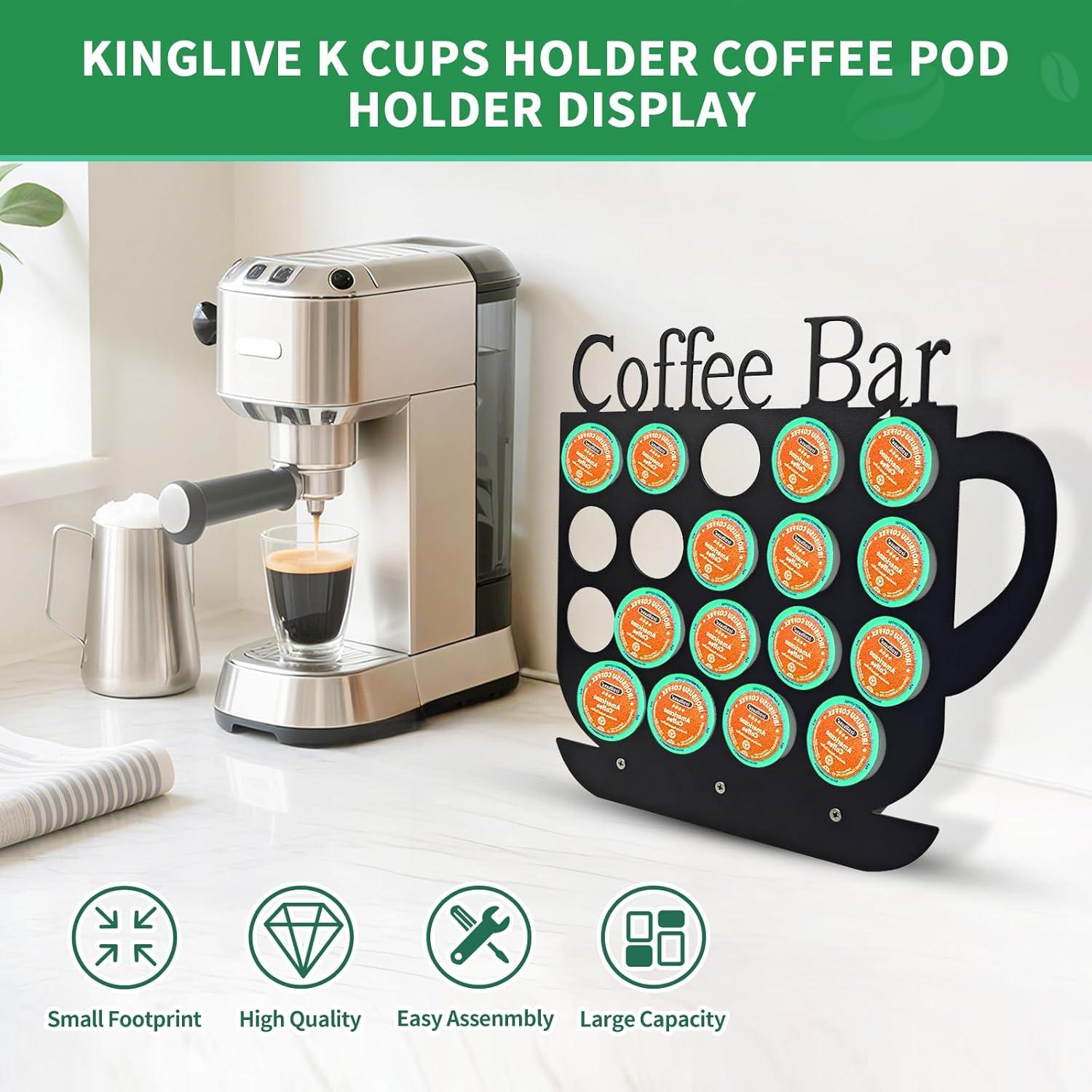 Soporte para K Cups KingLive de Metal Negro, 19 Cápsulas