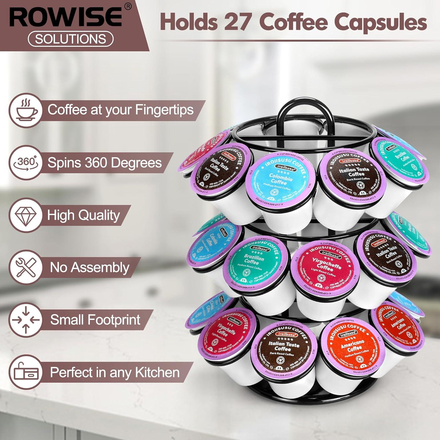 Soporte para cápsulas de café ROWISE 27 K Cups 3 niveles negro