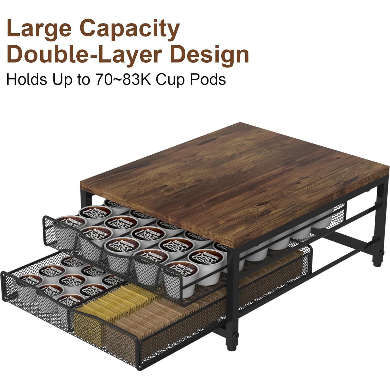 Soporte para cápsulas de café VyGrow con cajón deslizante 36.1x30x17cm