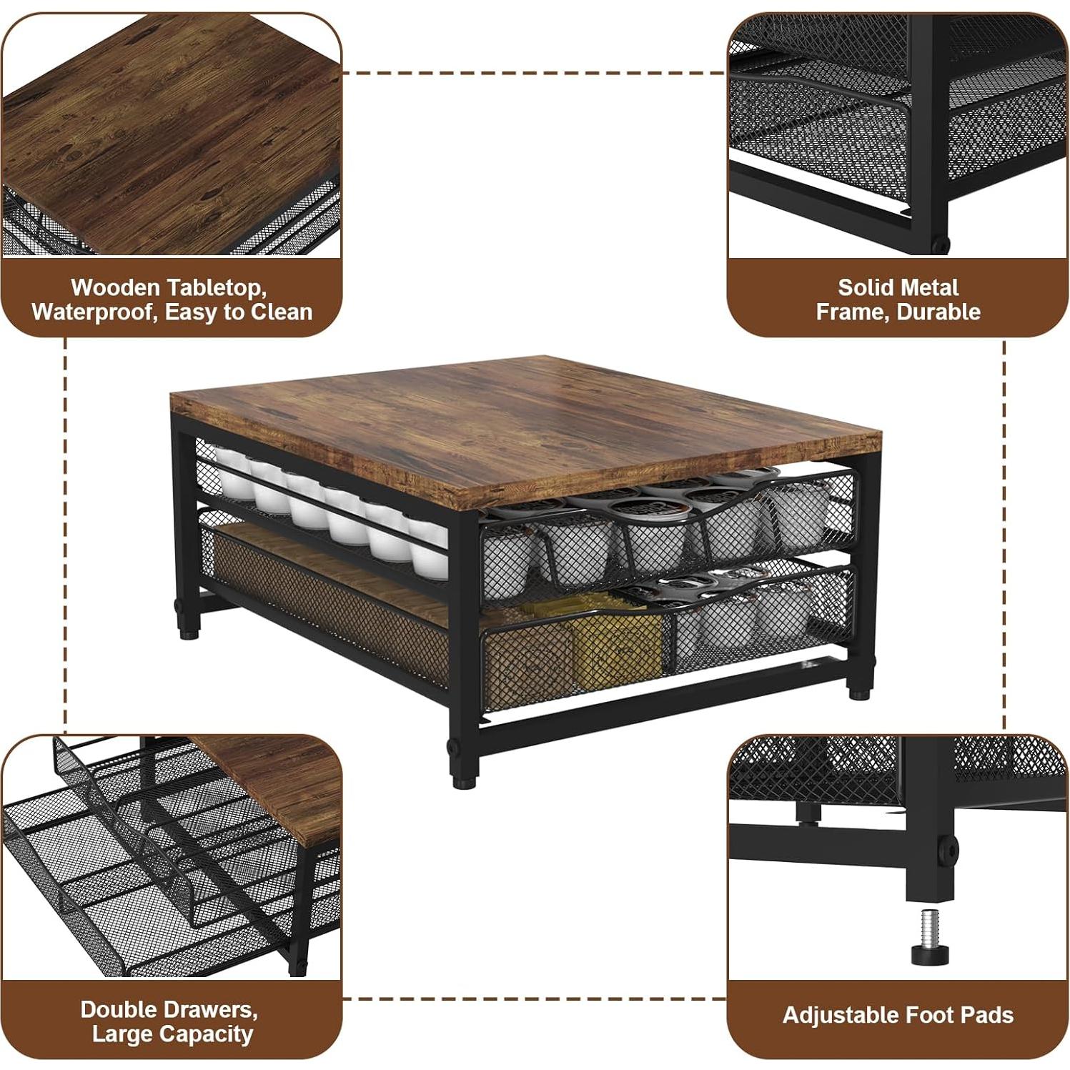 Soporte para cápsulas de café VyGrow con cajón deslizante 36.1x30x17cm