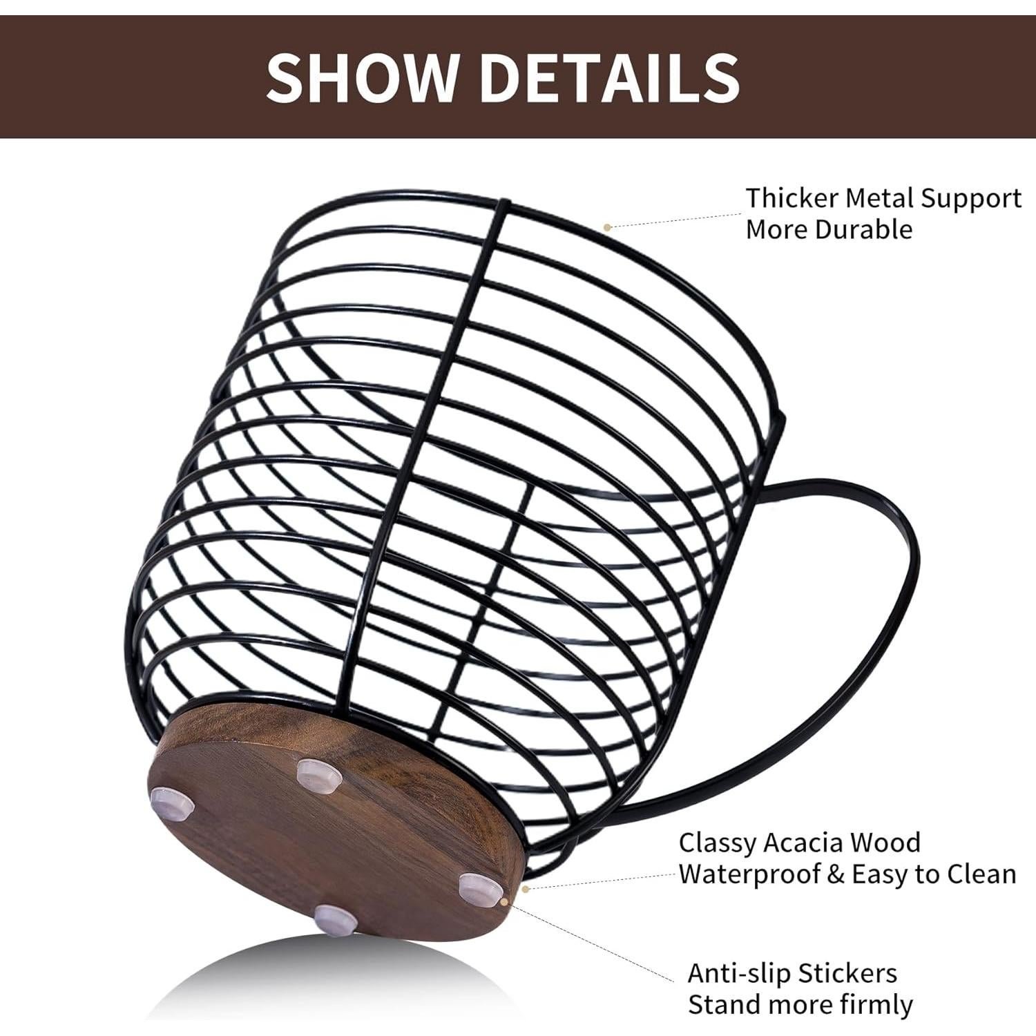 Soporte para cápsulas de café QTTCMY con base de madera - Organizador de encimera