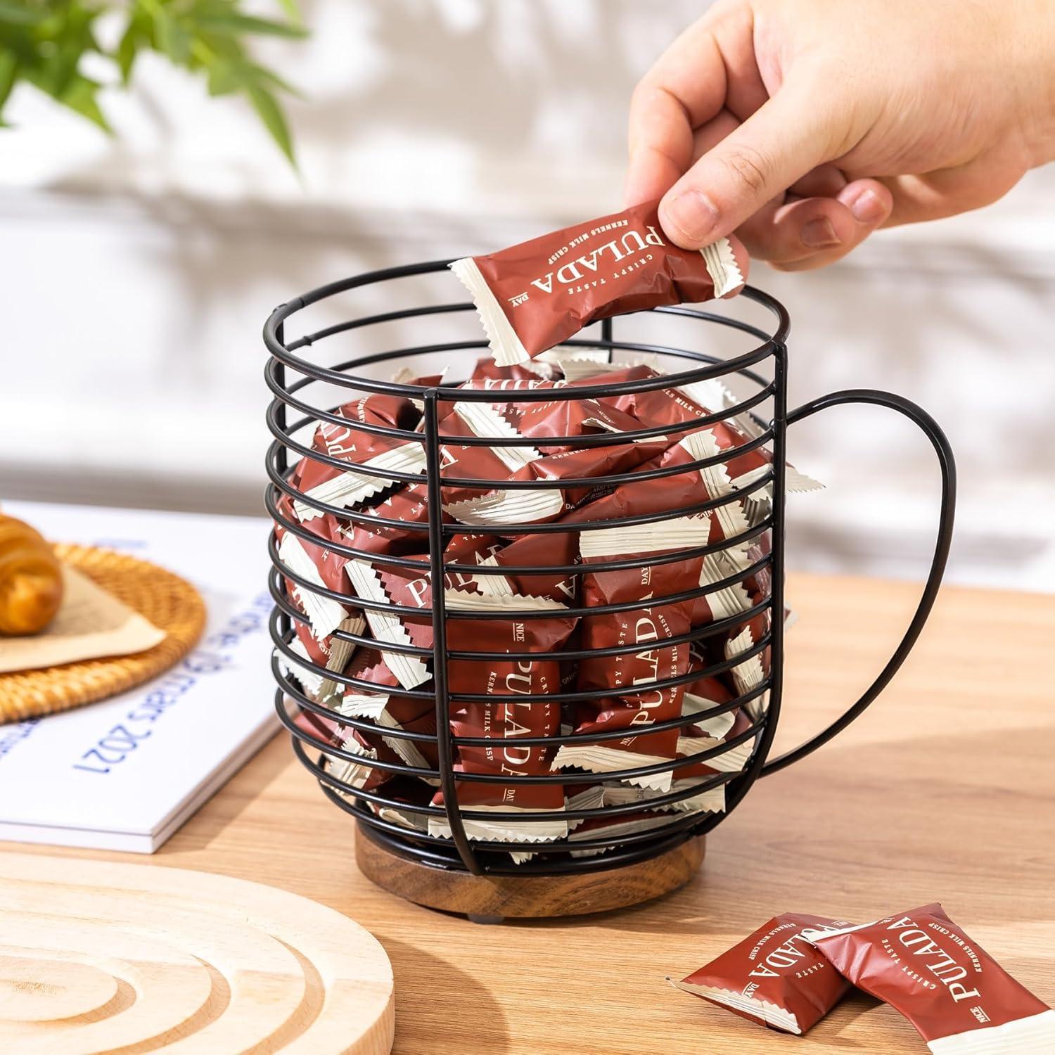 Soporte para cápsulas de café QTTCMY con base de madera - Organizador de encimera