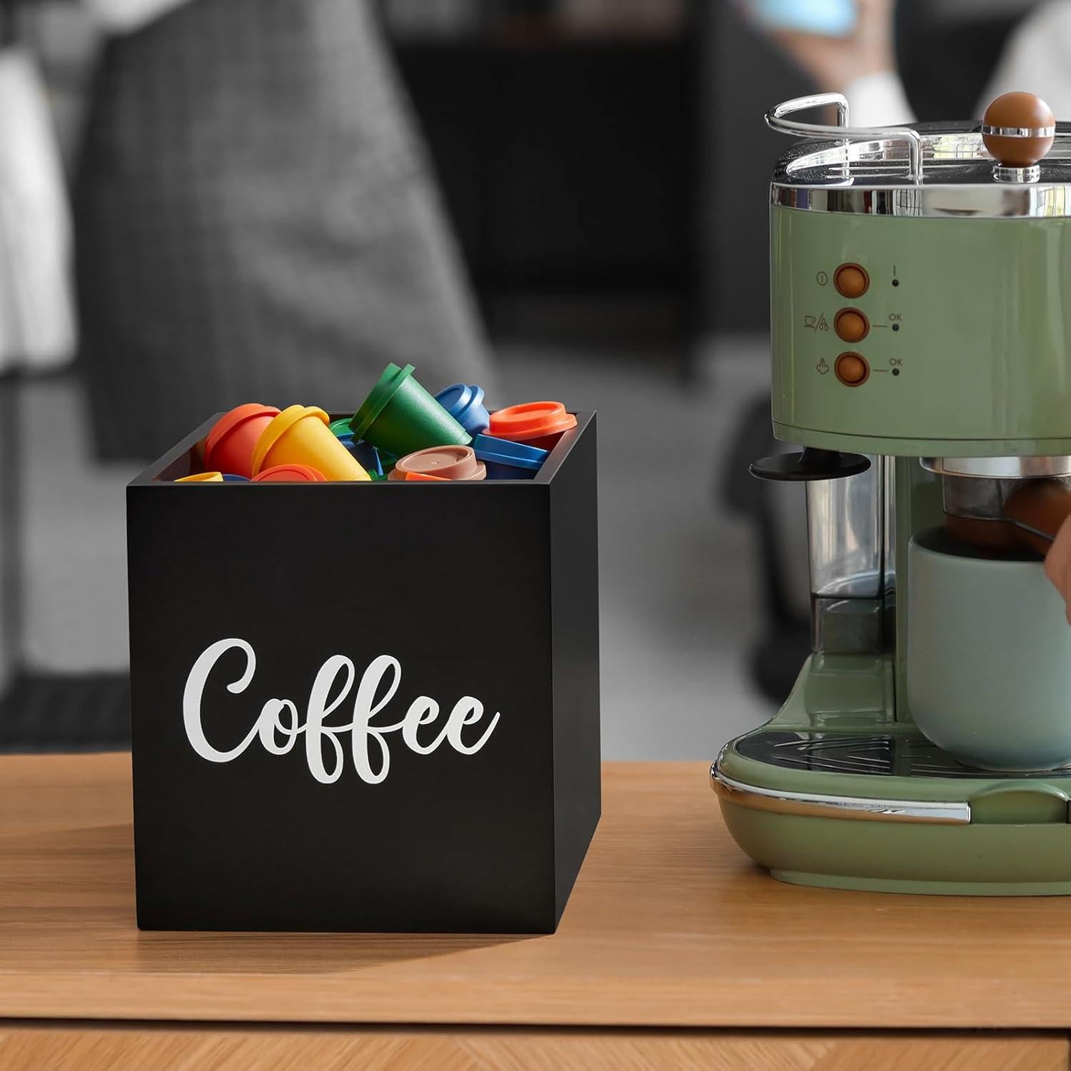 Soporte para cápsulas de café GCWSTJK de madera cuadrado 15.5 cm