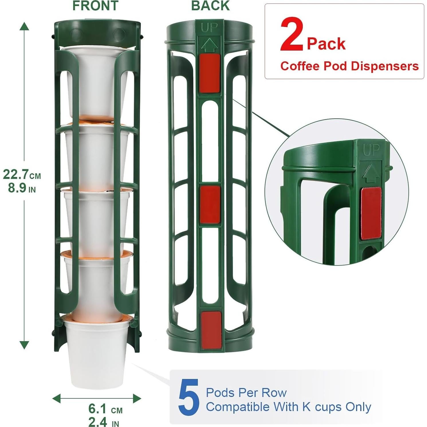 Soporte para cápsulas de café STORAGENIE 2 paquetes Verde Esmeralda