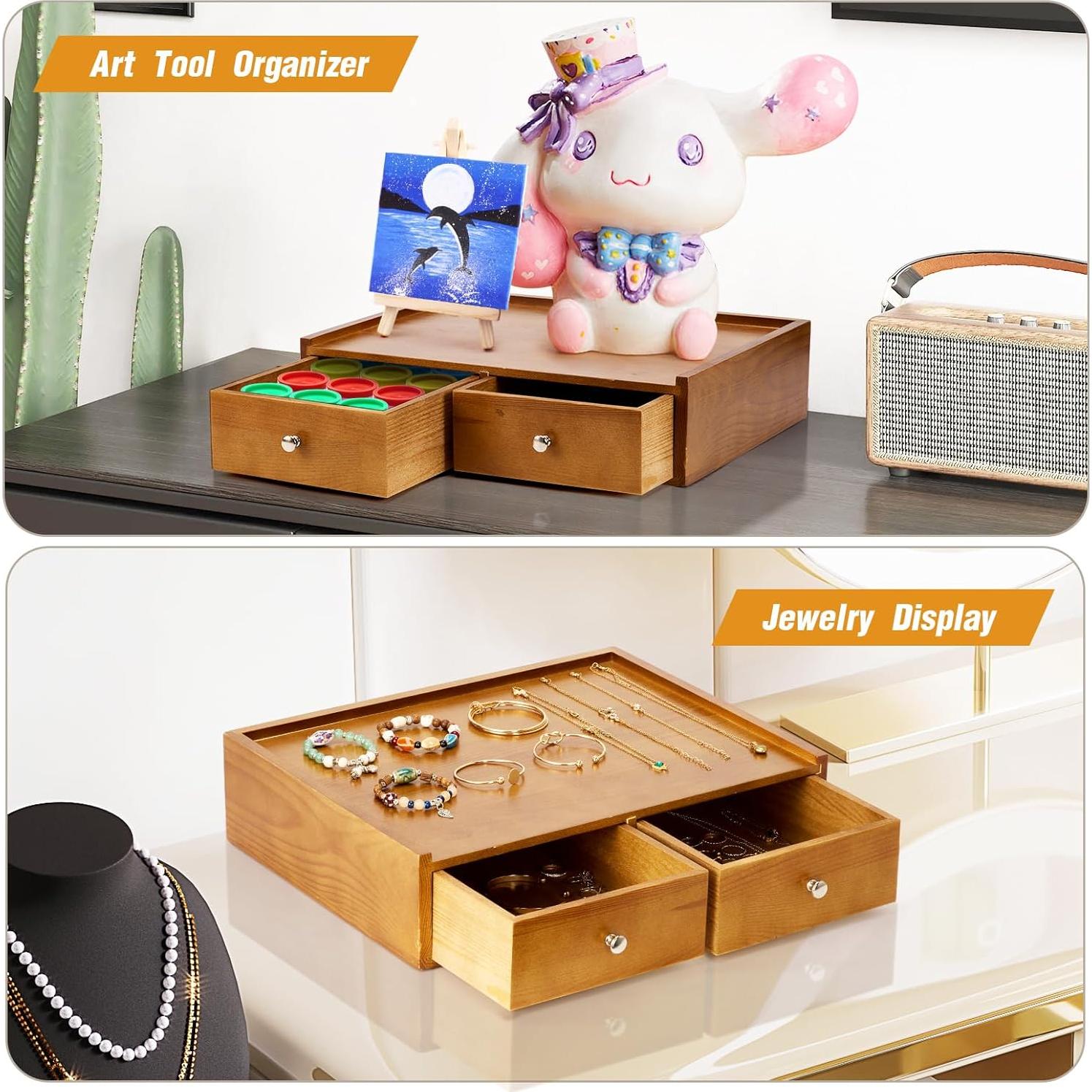 Organizador de K Cups Inlisy de Madera Natural con 2 Cajones