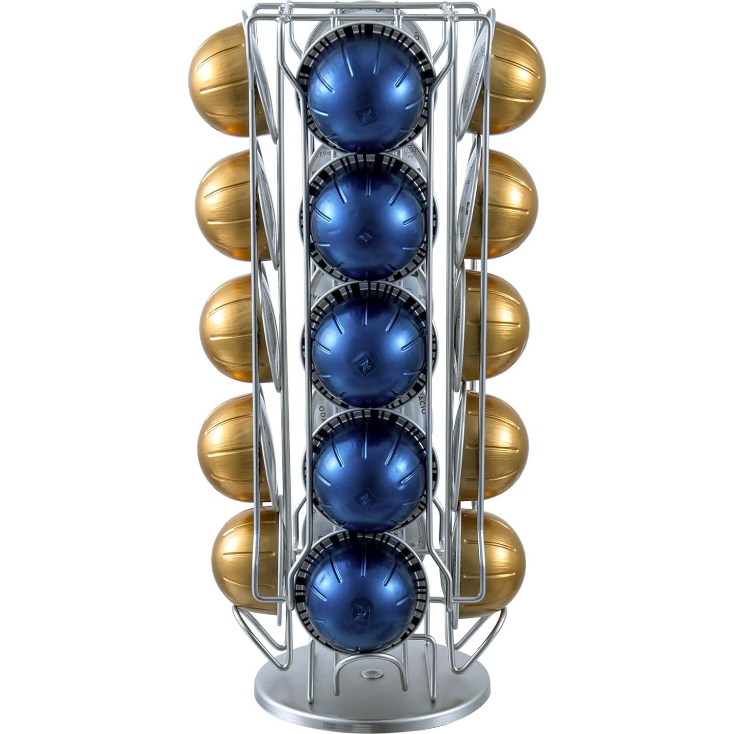 Soporte giratorio para 20 cápsulas de café MyGift, cromo