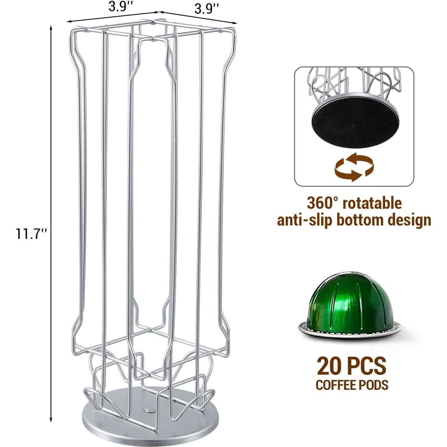 Soporte giratorio para 20 cápsulas de café MyGift, cromo