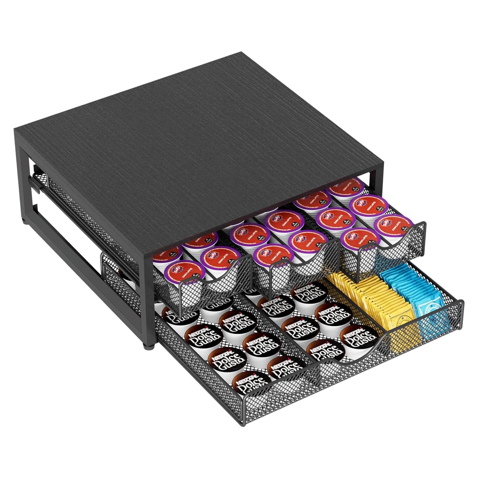 Soporte para cápsulas de café NEYCIL, 3 cajones, negro