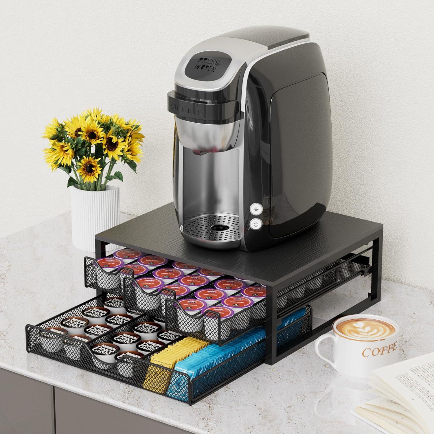 Soporte para cápsulas de café NEYCIL, 3 cajones, negro