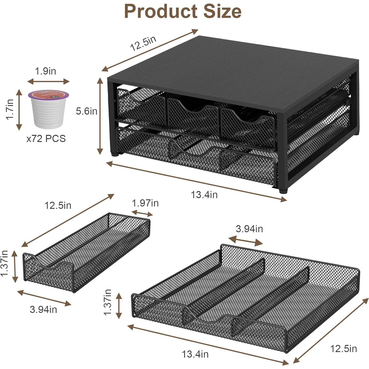 Soporte para cápsulas de café NEYCIL, 3 cajones, negro