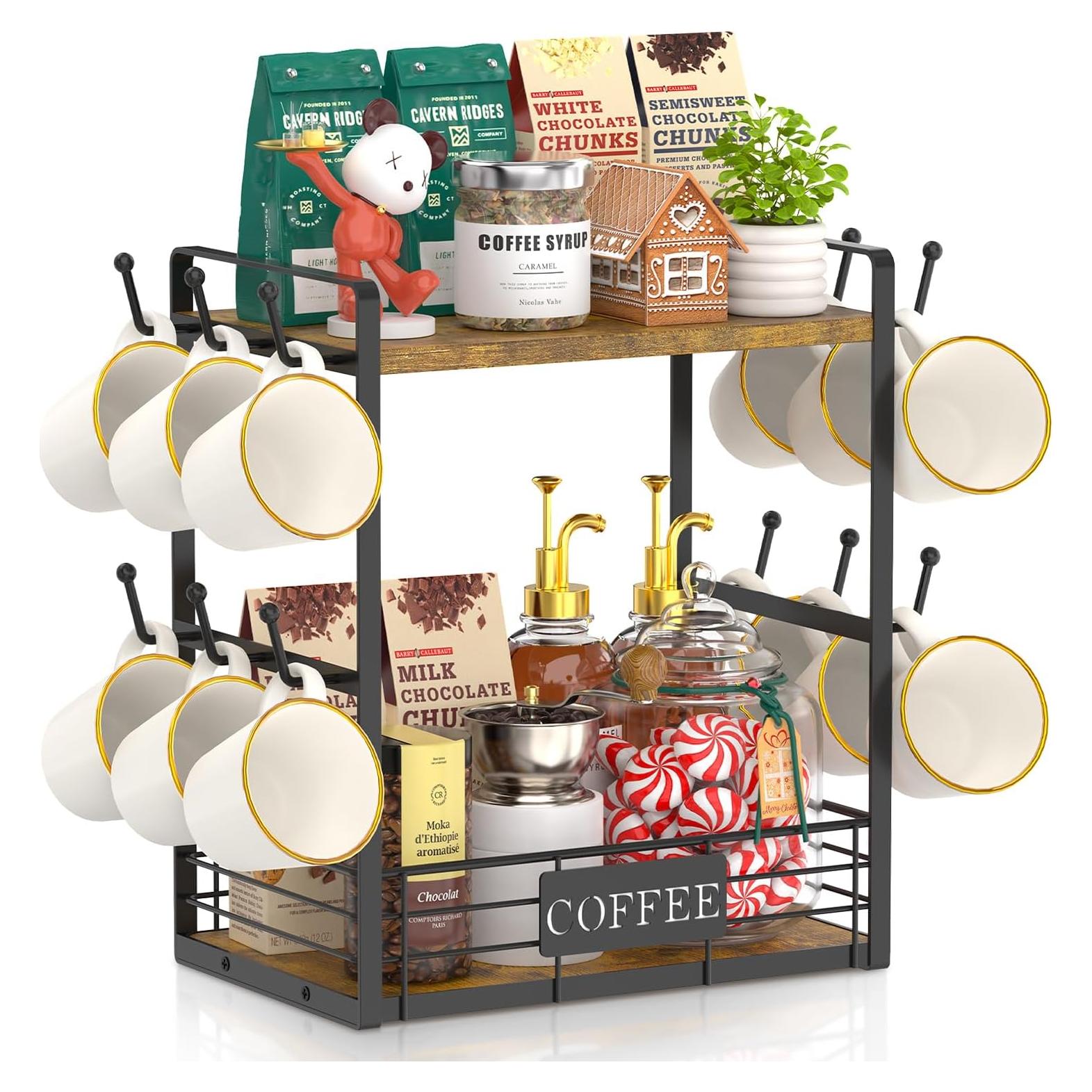 Soporte para Tazas de Café EsLuker.ly 2 Niveles 12 Ganchos