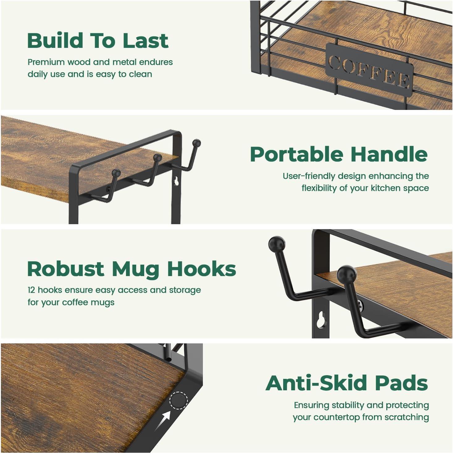 Soporte para Tazas de Café EsLuker.ly 2 Niveles 12 Ganchos