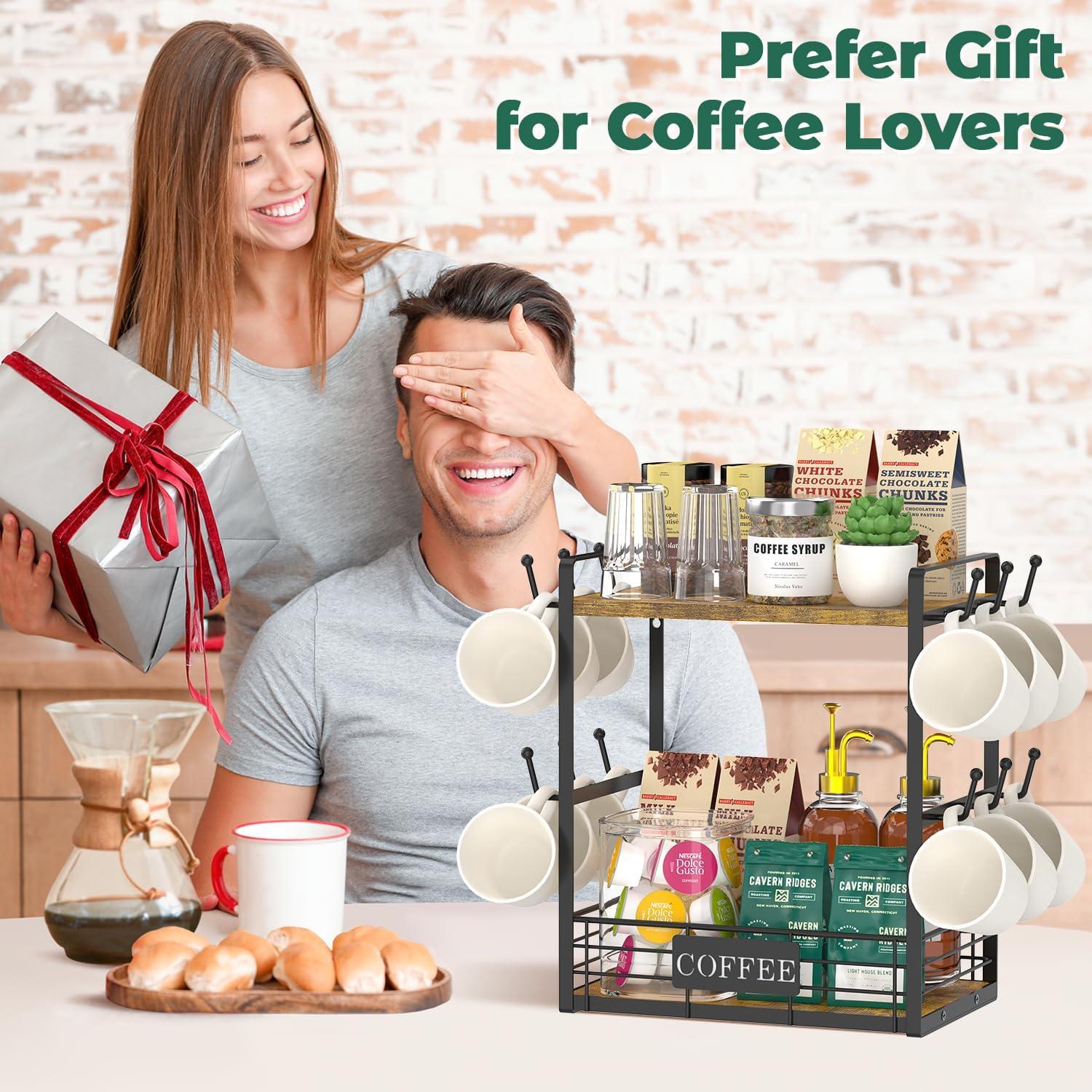 Soporte para Tazas de Café EsLuker.ly 2 Niveles 12 Ganchos