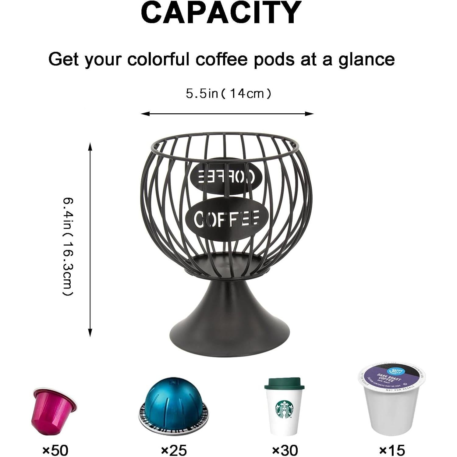 Soporte Organizador de Cápsulas de Café Bokelai Negro 19x12x17 cm