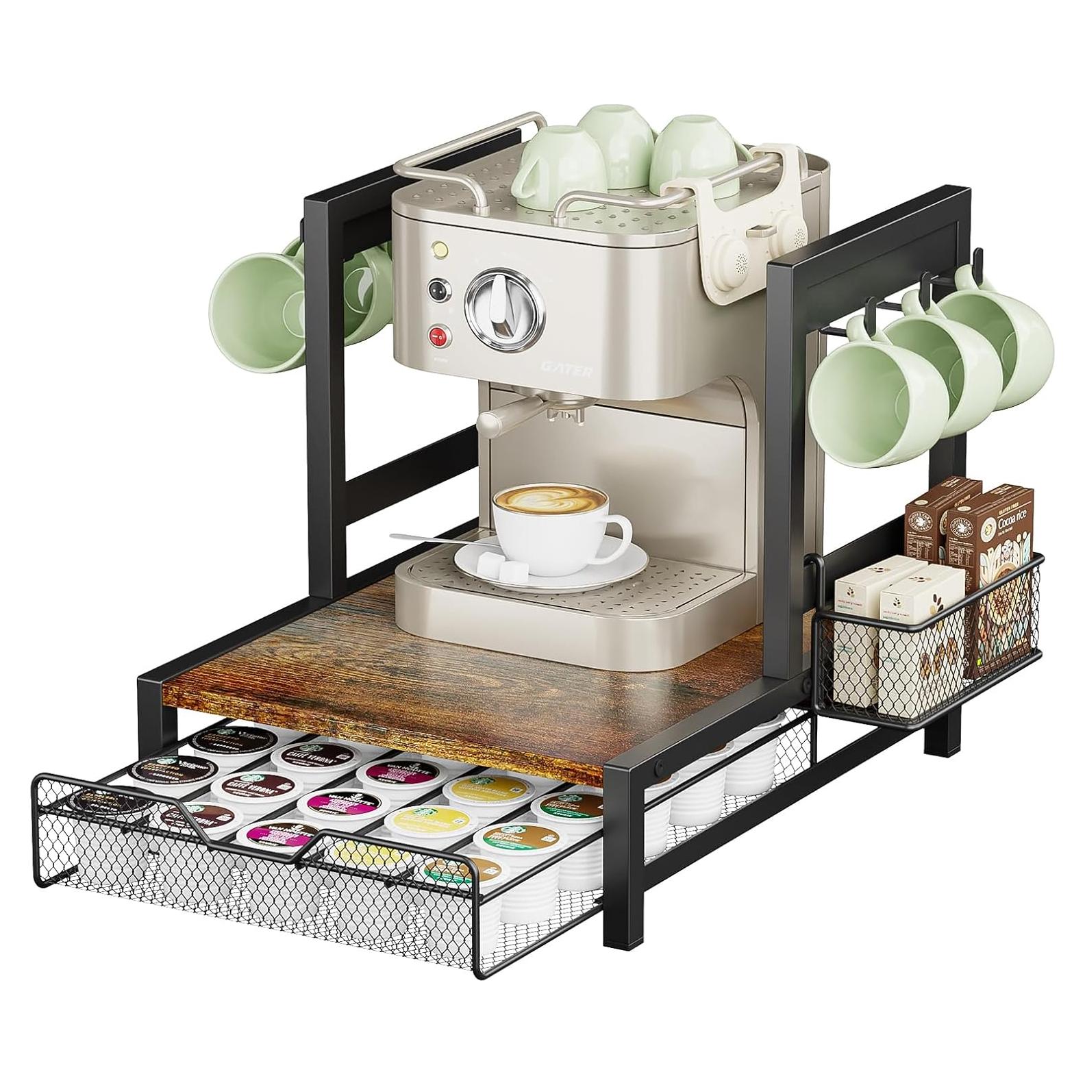 Cajón Organizador K Cups KLM - Estación de Café con Soporte para Tazas