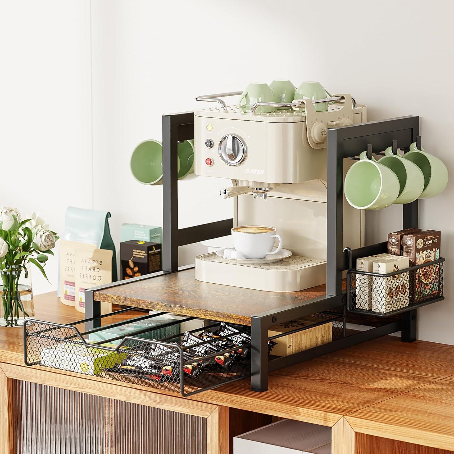 Cajón Organizador K Cups KLM - Estación de Café con Soporte para Tazas