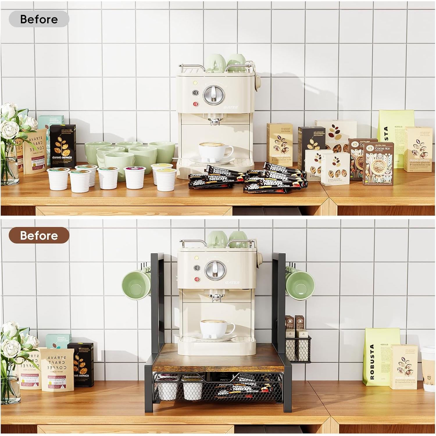 Cajón Organizador K Cups KLM - Estación de Café con Soporte para Tazas