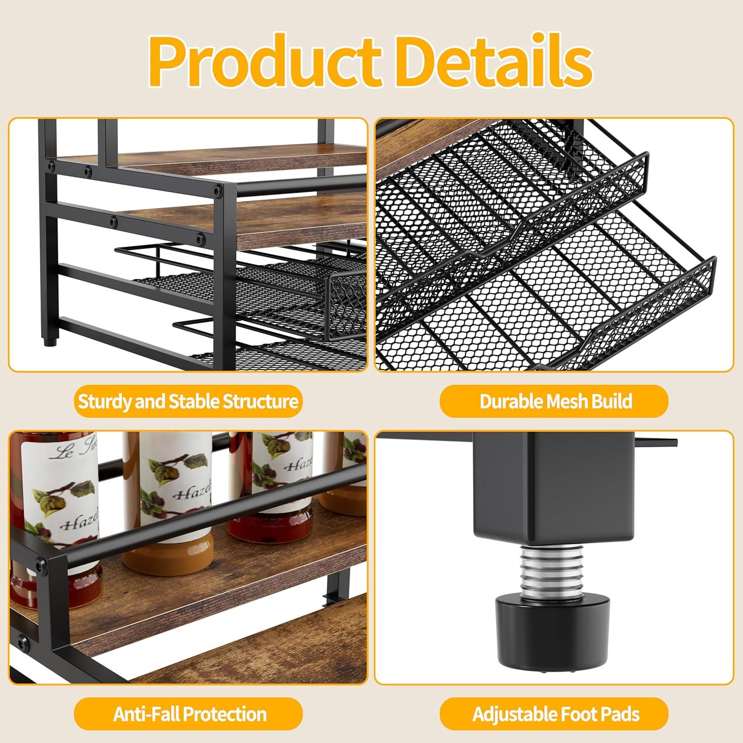 Organizador de jarabes de café Segtenant 4 niveles con 2 cajones