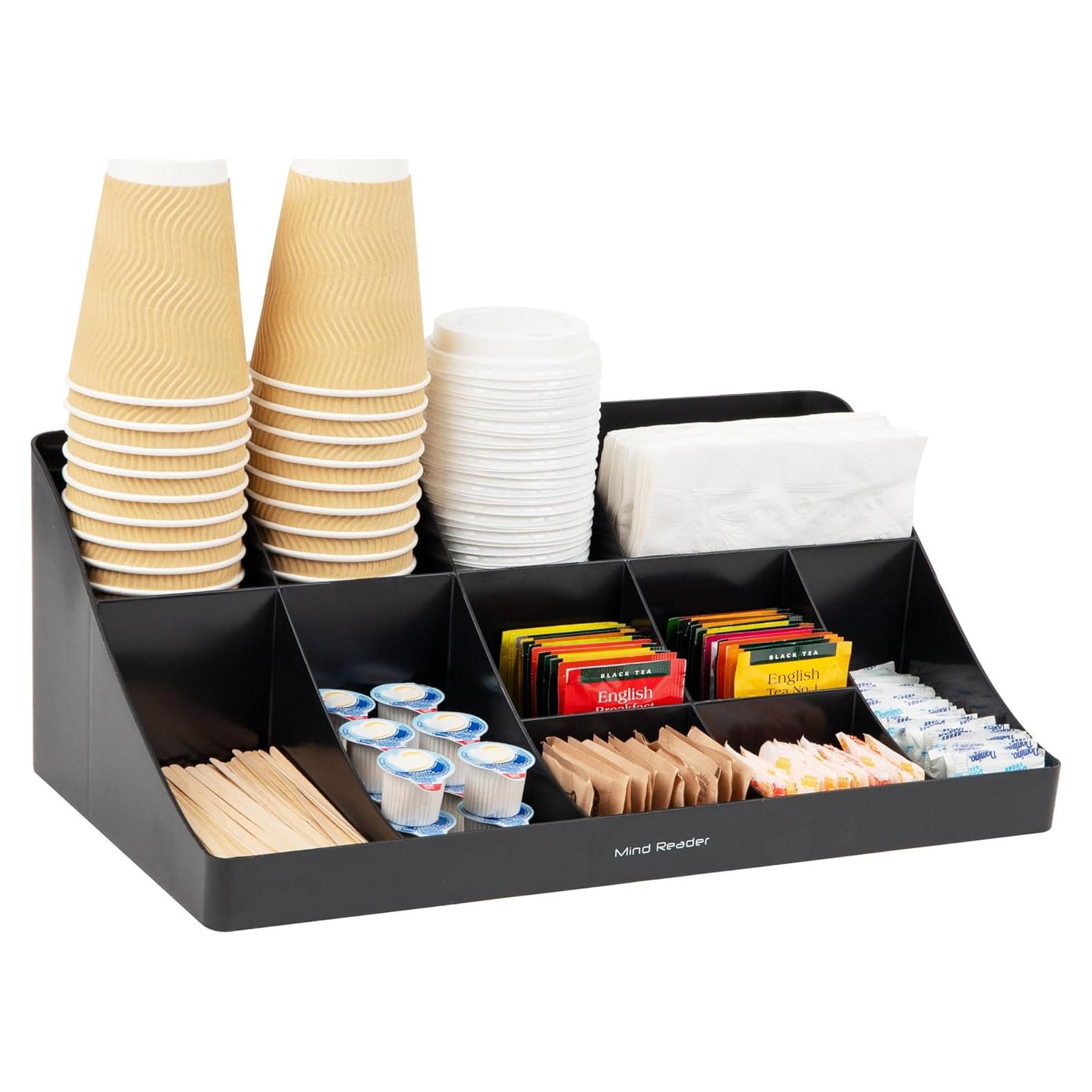 Organizador de Tazas y Condimentos Mind Reader 11 Compartimentos Negro