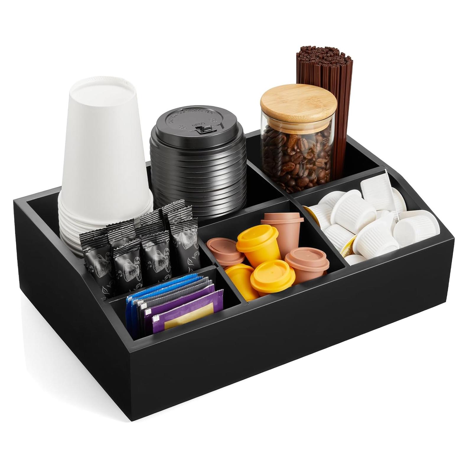 Organizador de Café GCWSTJK Negro con 6 Compartimentos