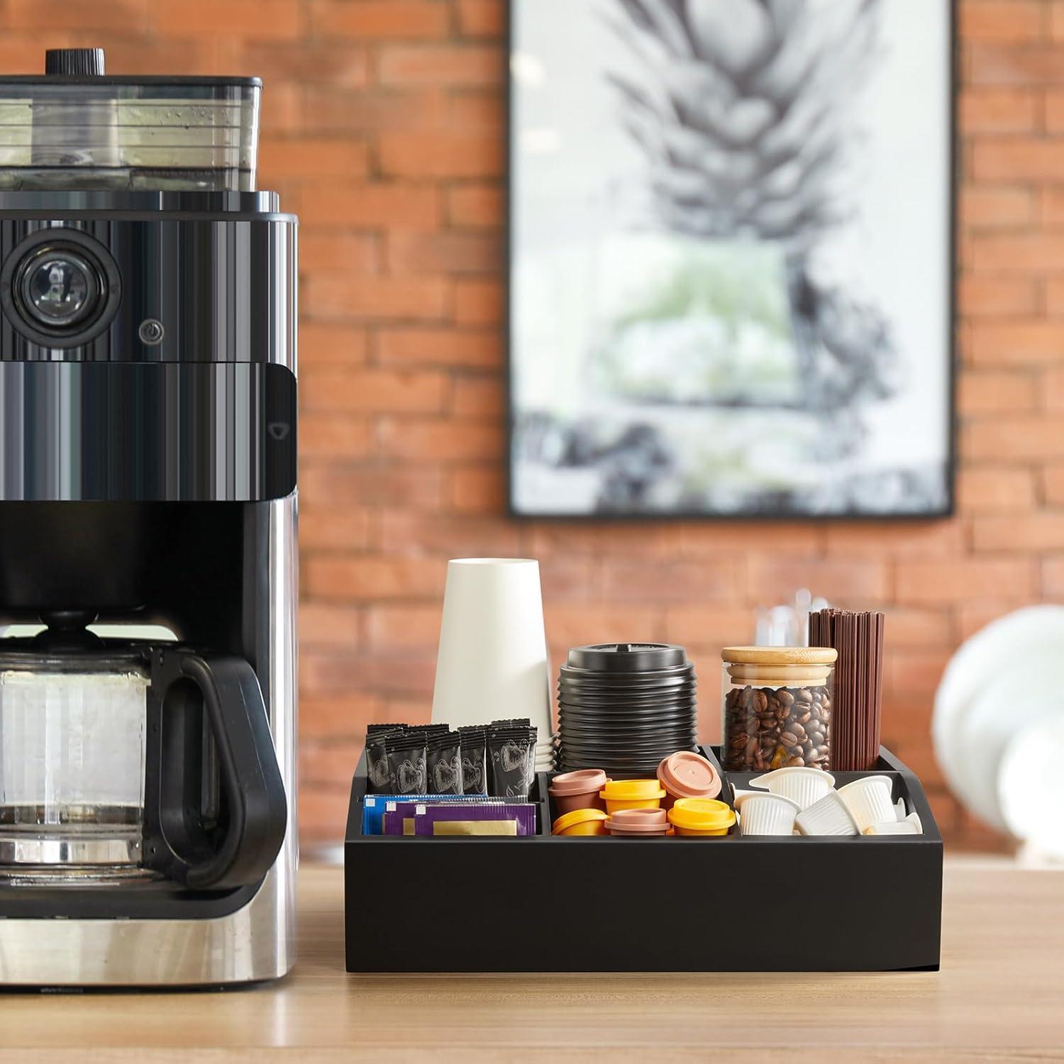 Organizador de Café GCWSTJK Negro con 6 Compartimentos