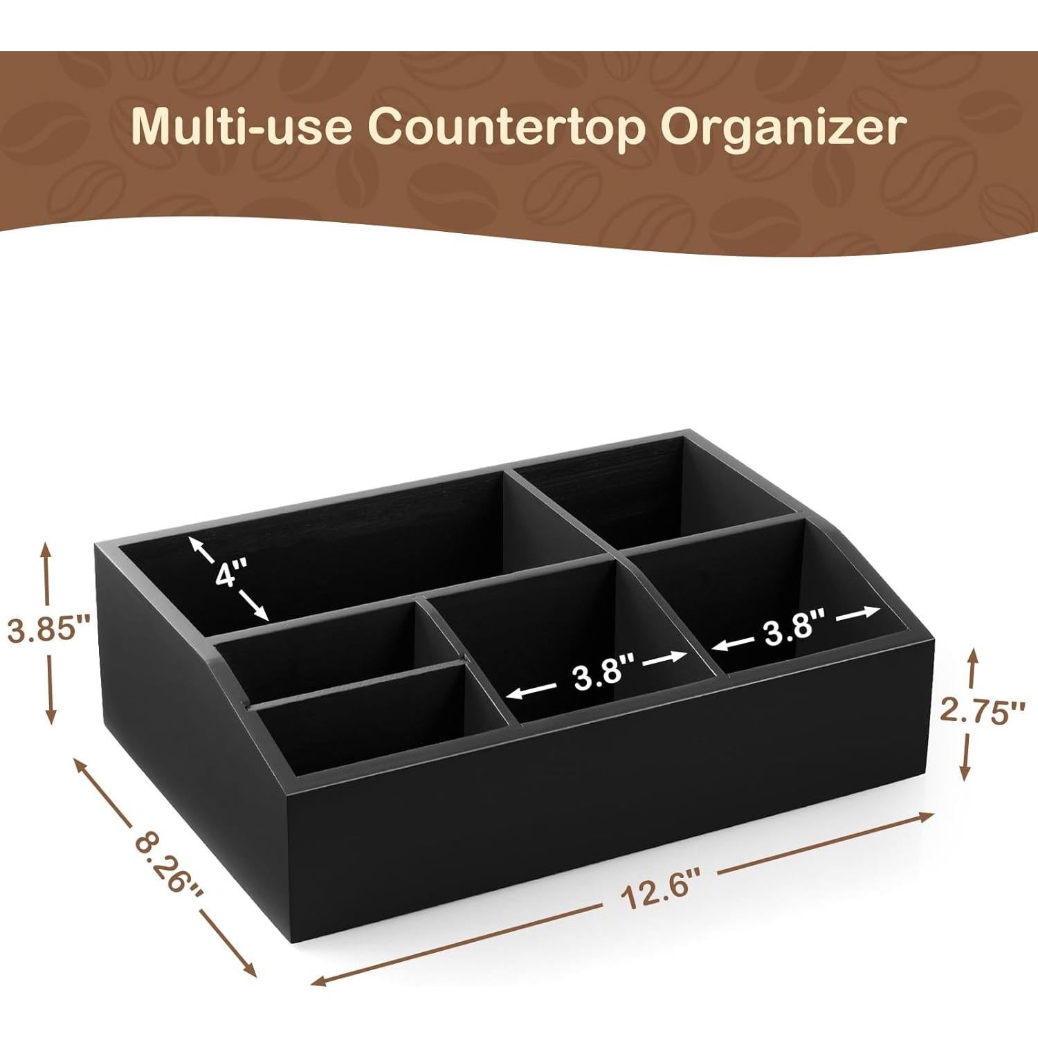 Organizador de Café GCWSTJK Negro con 6 Compartimentos