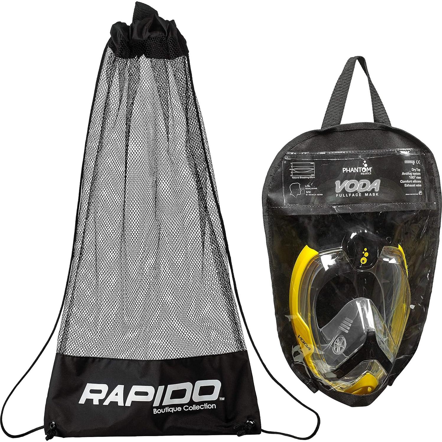 Aletas y Máscara de Snorkel Phantom Aquatics 180° Amarillo