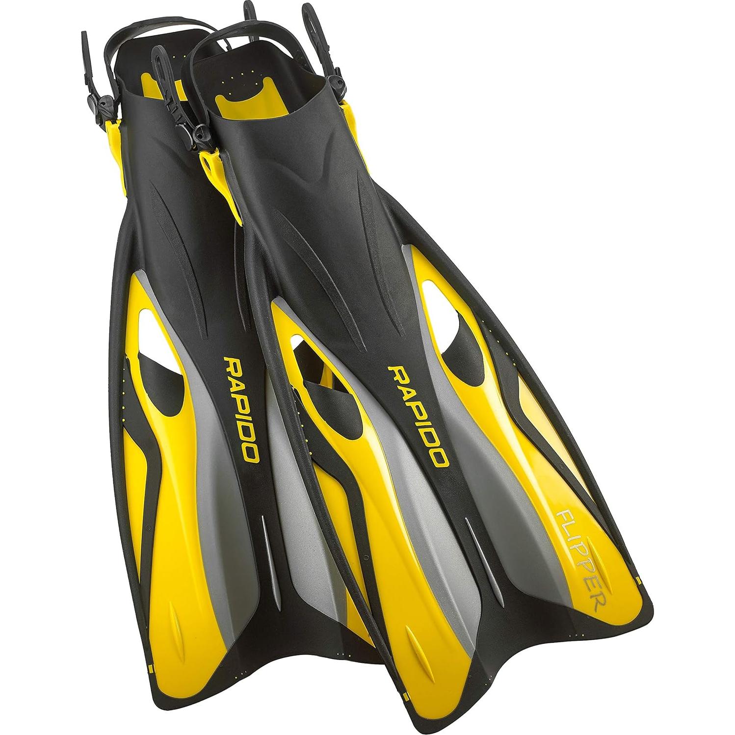 Aletas y Máscara de Snorkel Phantom Aquatics 180° Amarillo