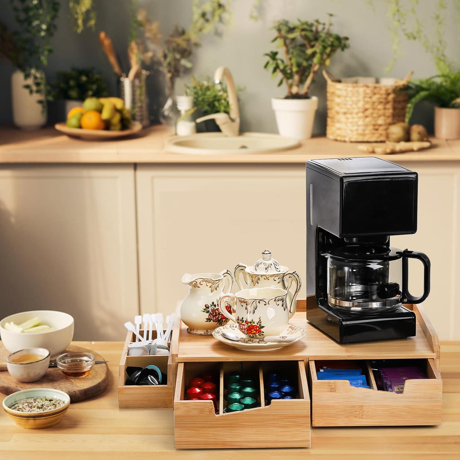 Organizador de Cajones de Bambú SOUJOY para Cápsulas de Café