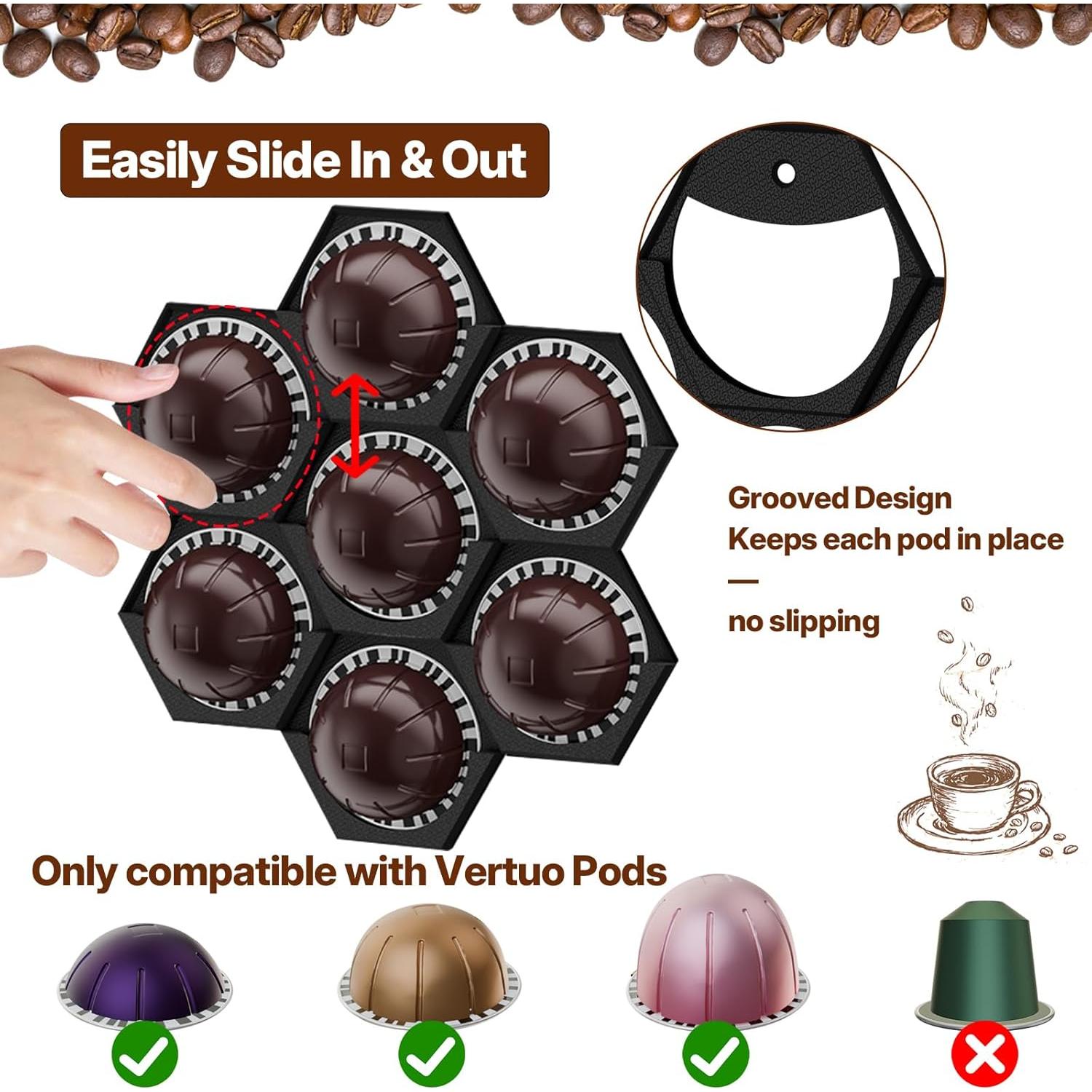 Soporte para cápsulas de café XSHINOVA Vertuo 3 Pack - Almacena 21 cápsulas