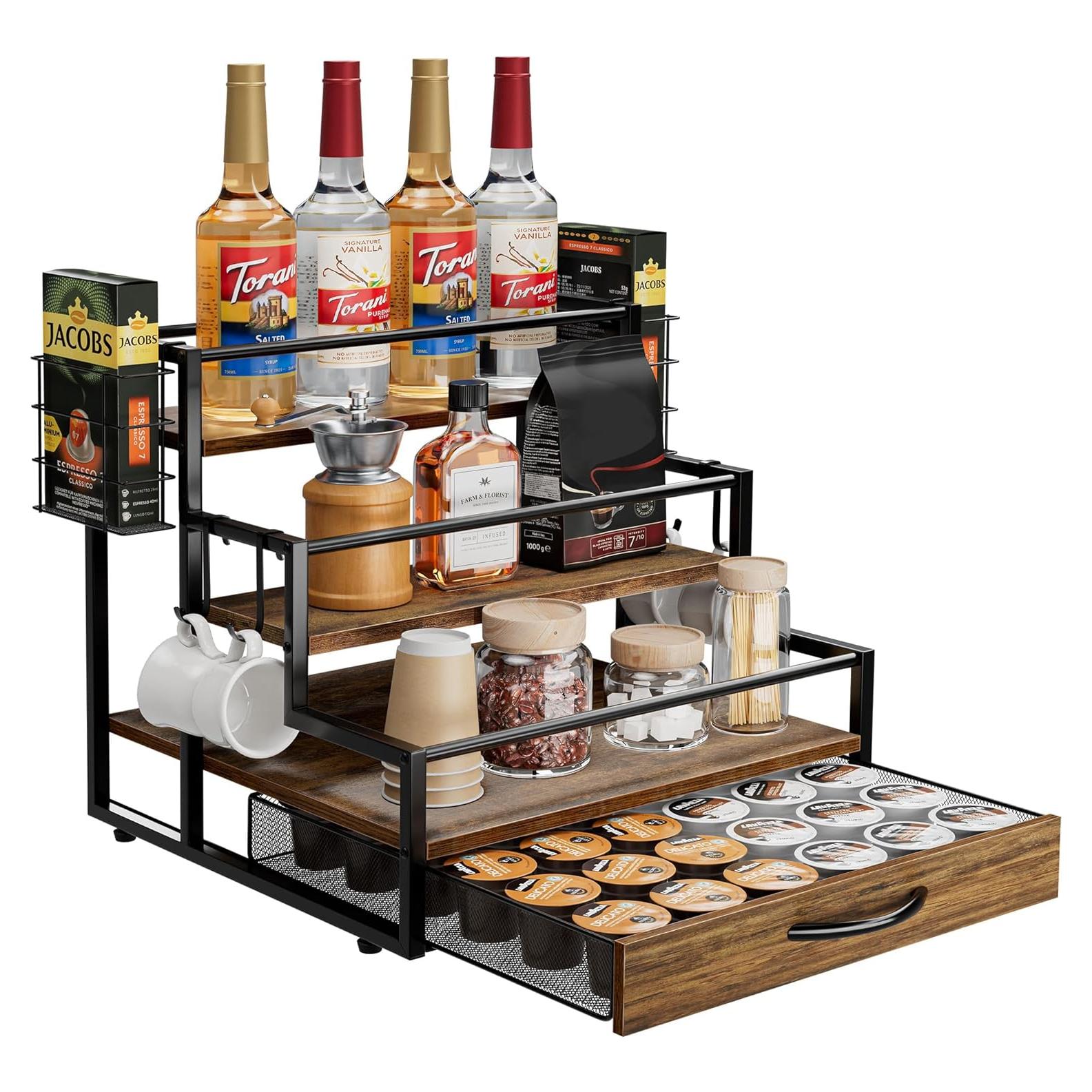 Organizador de Jarabes de Café OCPO HOME con Cajón para 36 Cápsulas