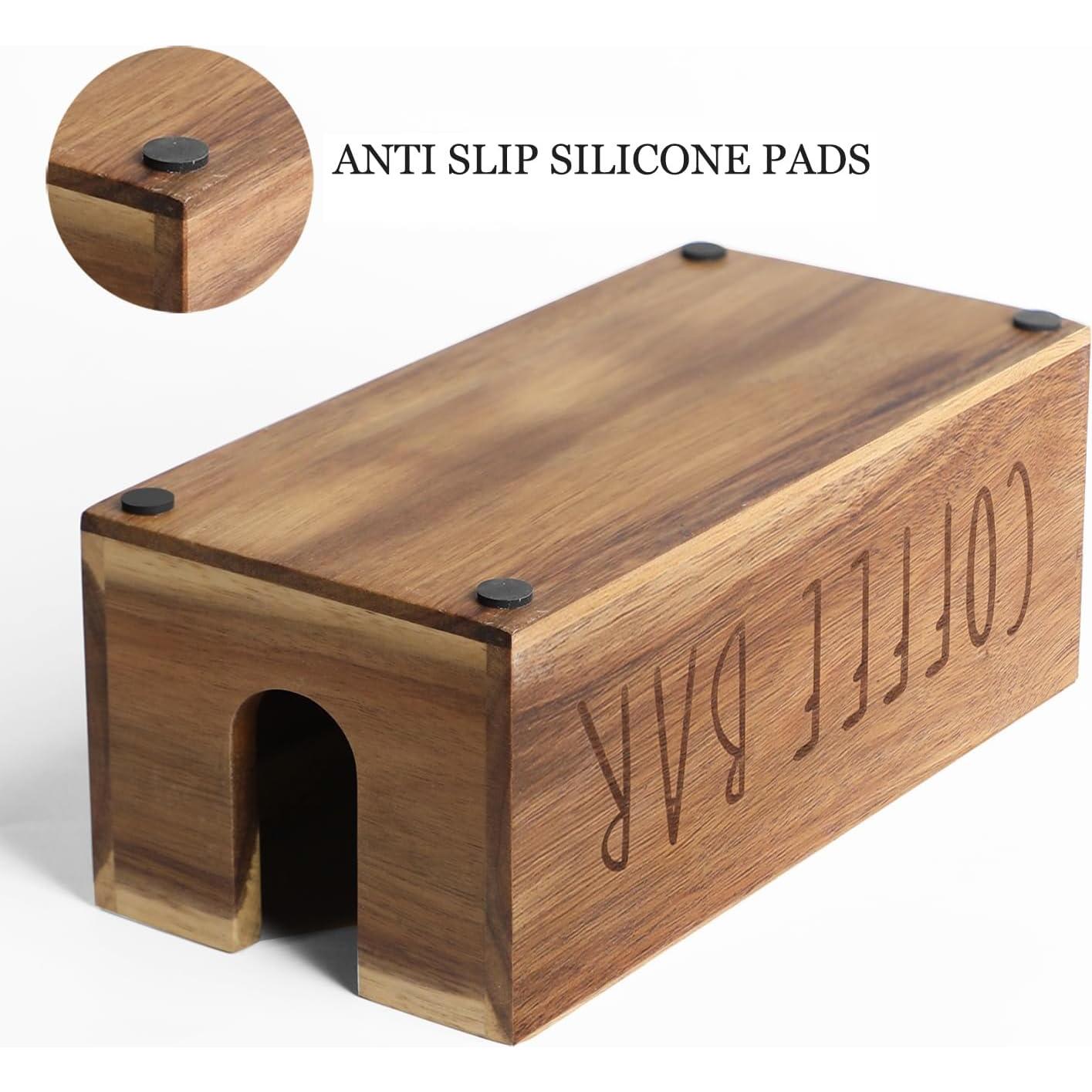 Organizador de Estación de Café LBEMEY de Madera Acacia 3 Compartimentos