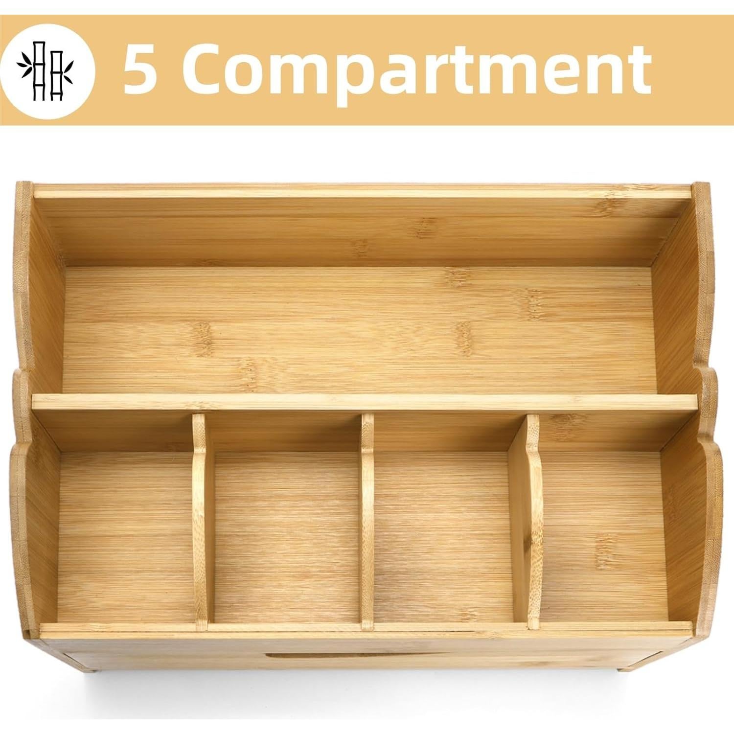 Organizador de Café Covzoe de Bambú con Cajón y 5 Compartimentos