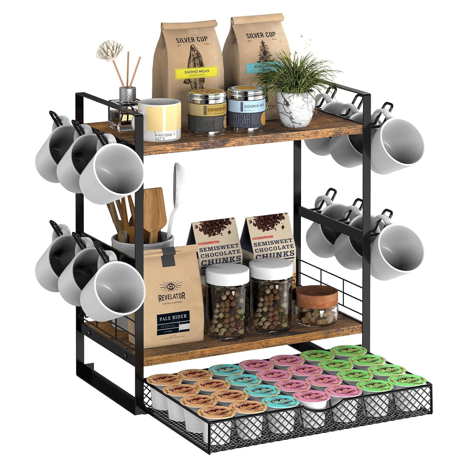 Organizador de Café OGEMXU 3 Niveles con Ganchos para Tazas