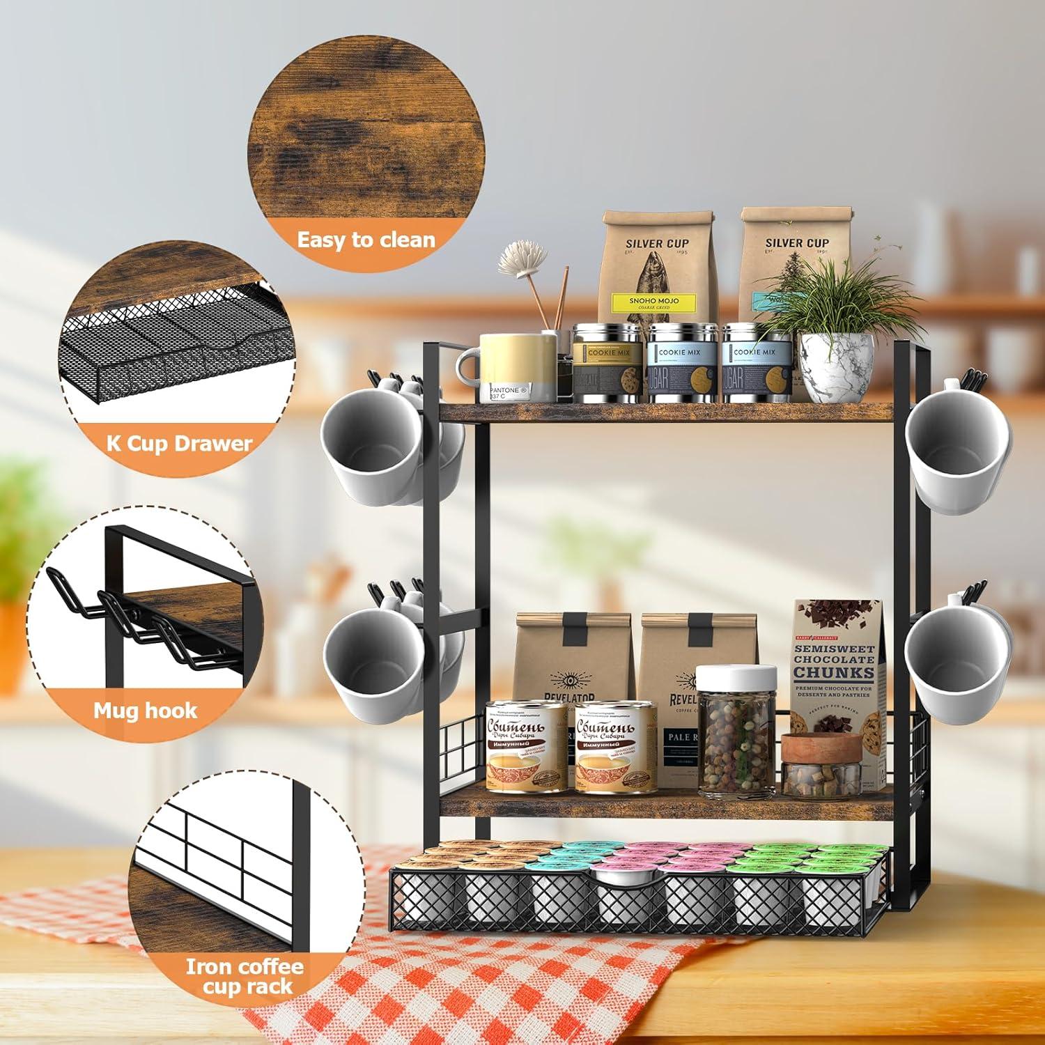 Organizador de Café OGEMXU 3 Niveles con Ganchos para Tazas