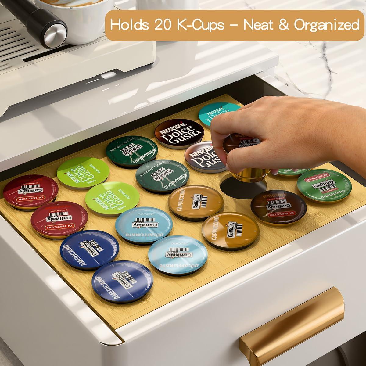 Organizador de Cajones PEKER para 20 Cápsulas de Café de Bambú