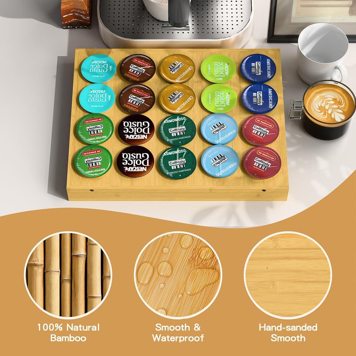 Organizador de Cajones PEKER para 20 Cápsulas de Café de Bambú