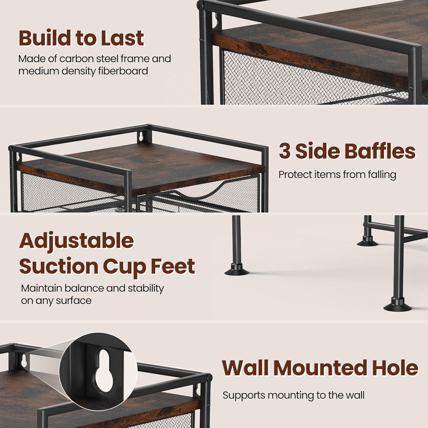 Organizador de Café Kssiaz con Soporte para Tazas y Cajón