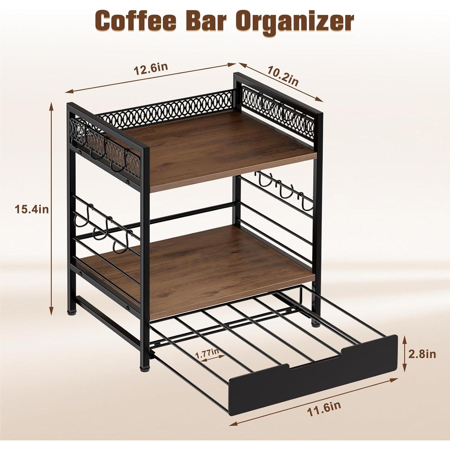Organizador de Bar de Café BSTSLL 3 Niveles con Cajón para 30 Cápsulas