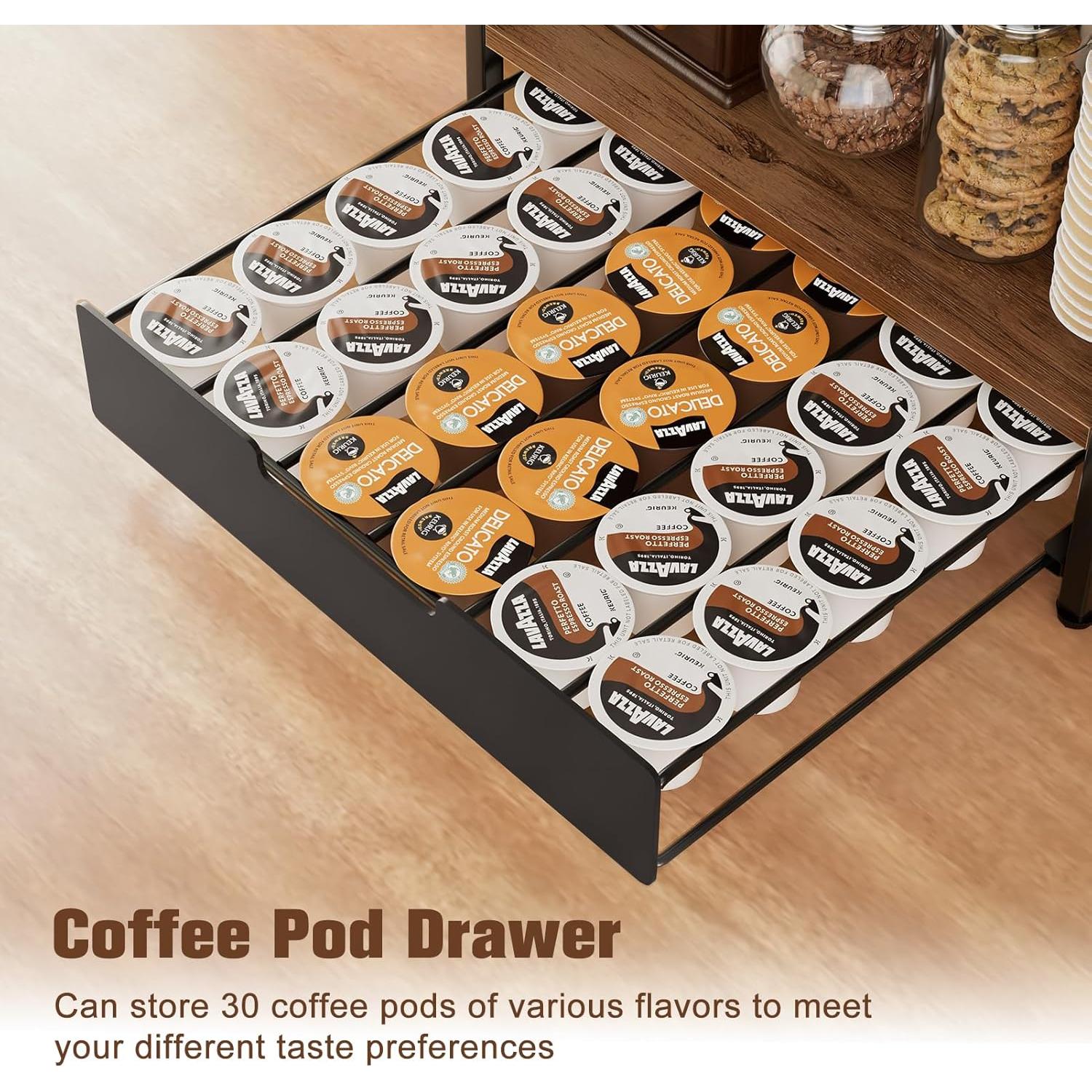 Organizador de Bar de Café BSTSLL 3 Niveles con Cajón para 30 Cápsulas