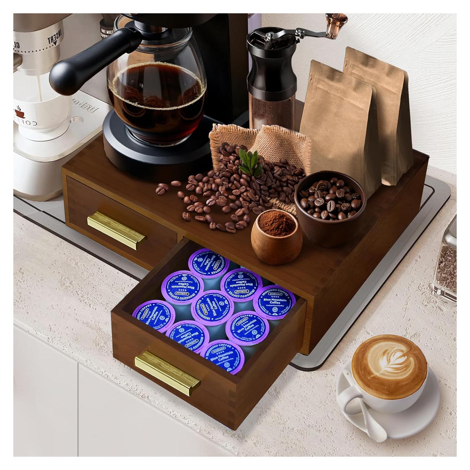 Caja de Almacenamiento de Cápsulas de Café Zoifada - Madera Azul, 39x28.5x8.5 cm