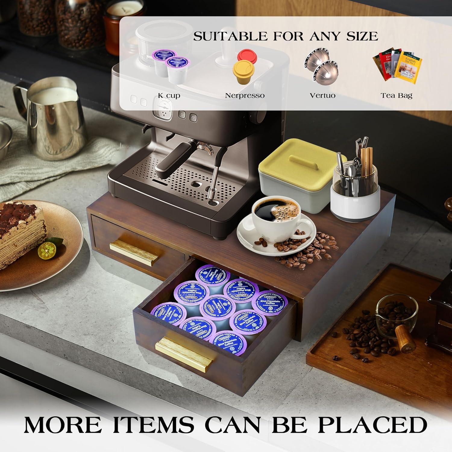 Caja de Almacenamiento de Cápsulas de Café Zoifada - Madera Azul, 39x28.5x8.5 cm