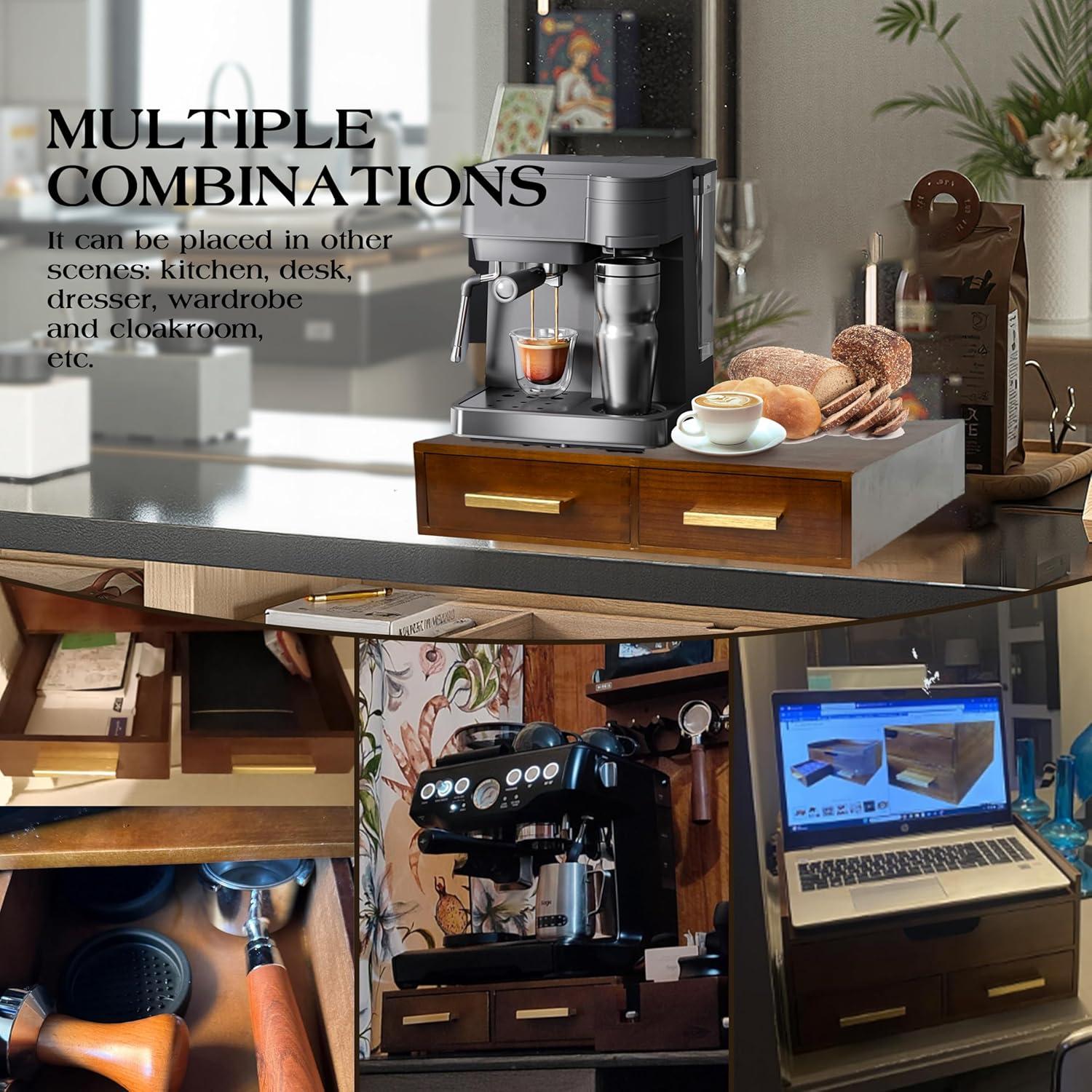 Caja de Almacenamiento de Cápsulas de Café Zoifada - Madera Azul, 39x28.5x8.5 cm