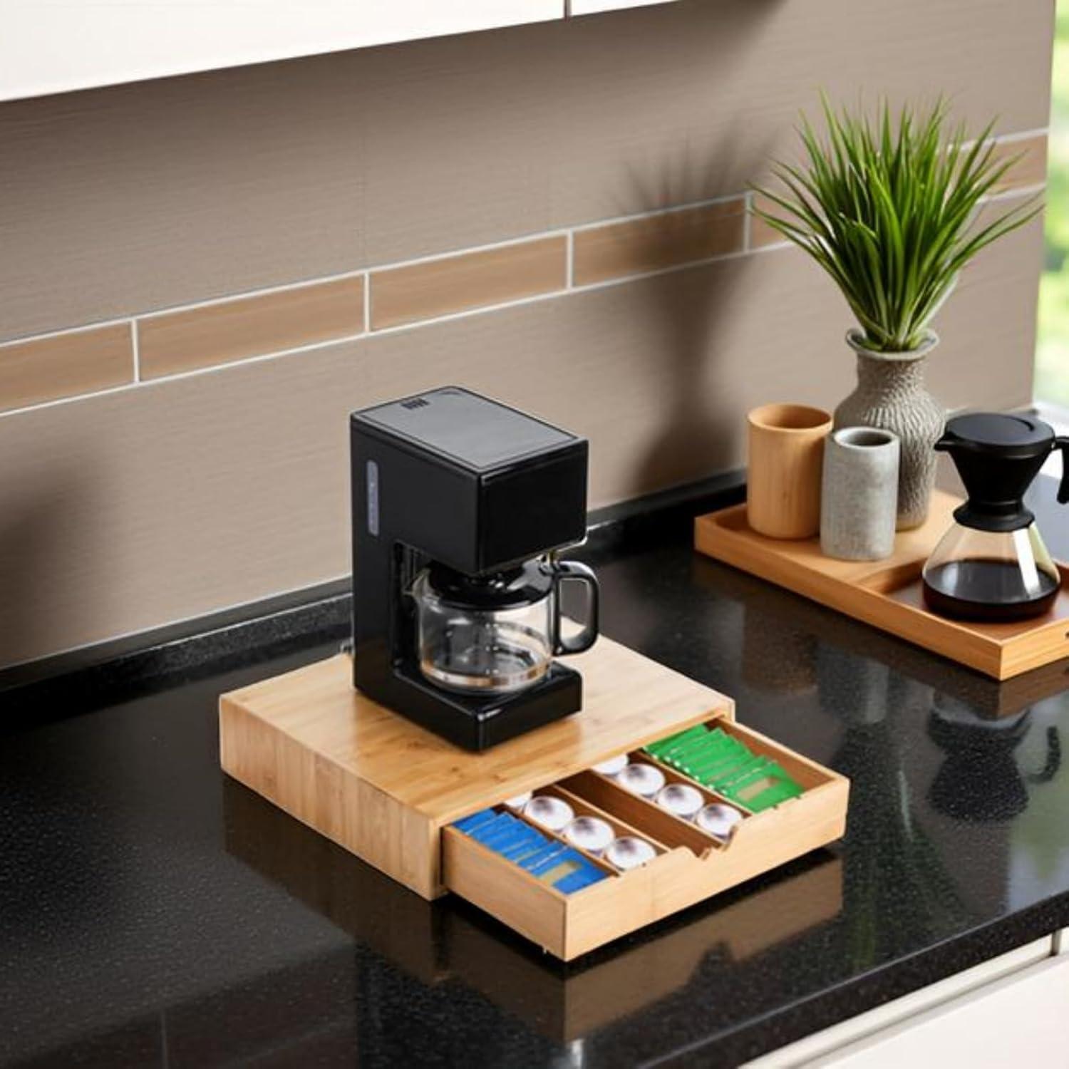 Organizador de Bolsas de Té Peohud de Bambú con Cajón 35.6x30cm