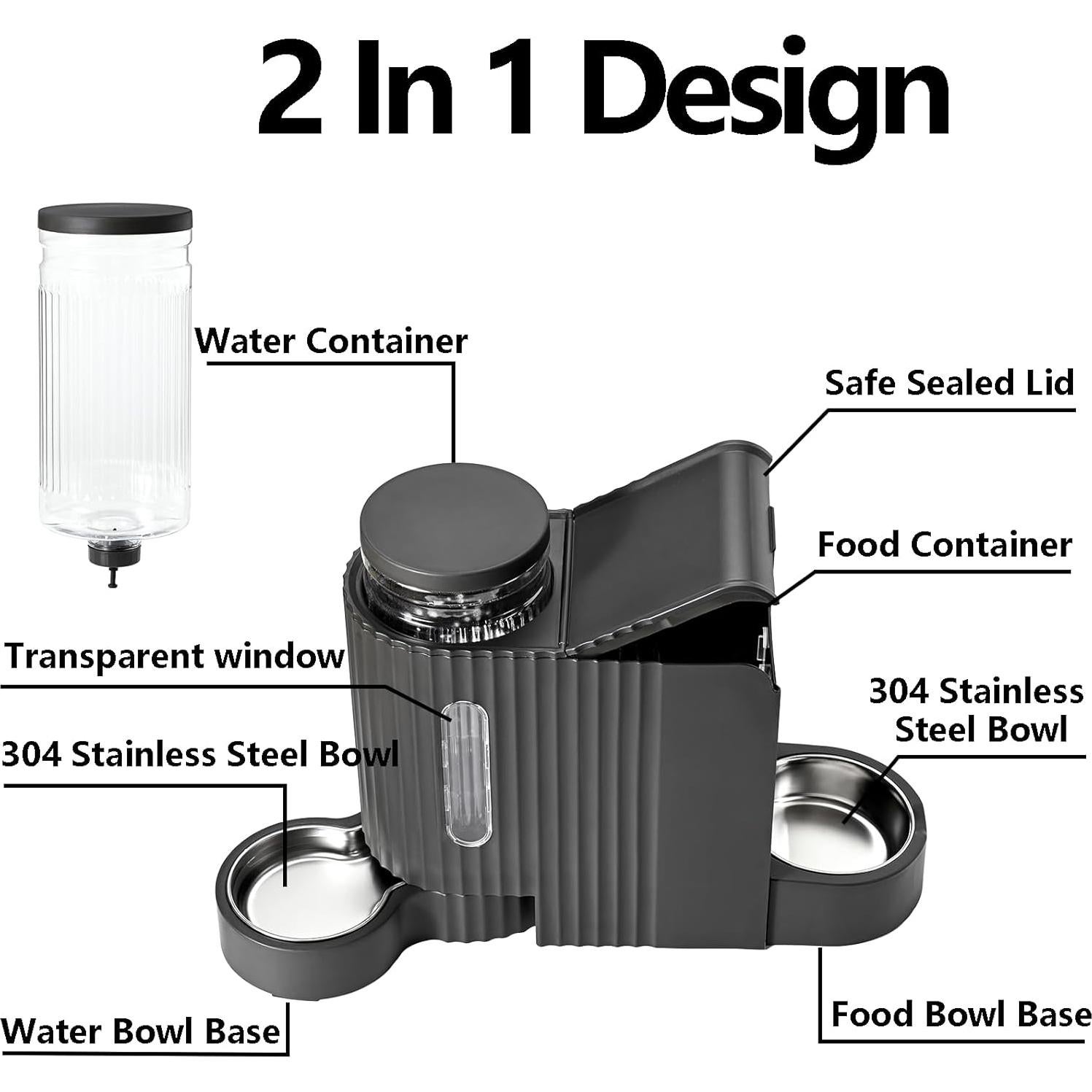 Dispensador Automático de Comida y Agua Leptzoa 3.8L 2 en 1