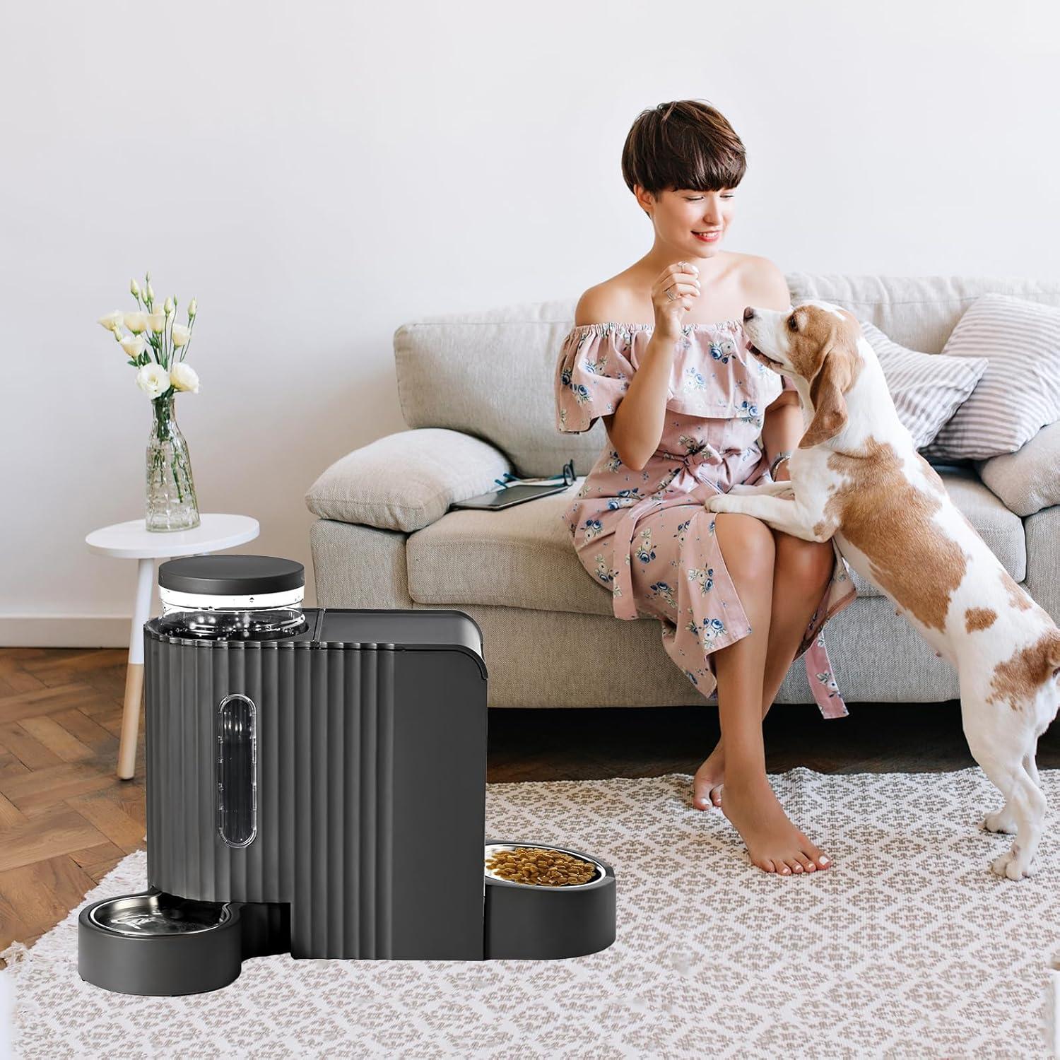 Dispensador Automático de Comida y Agua Leptzoa 3.8L 2 en 1