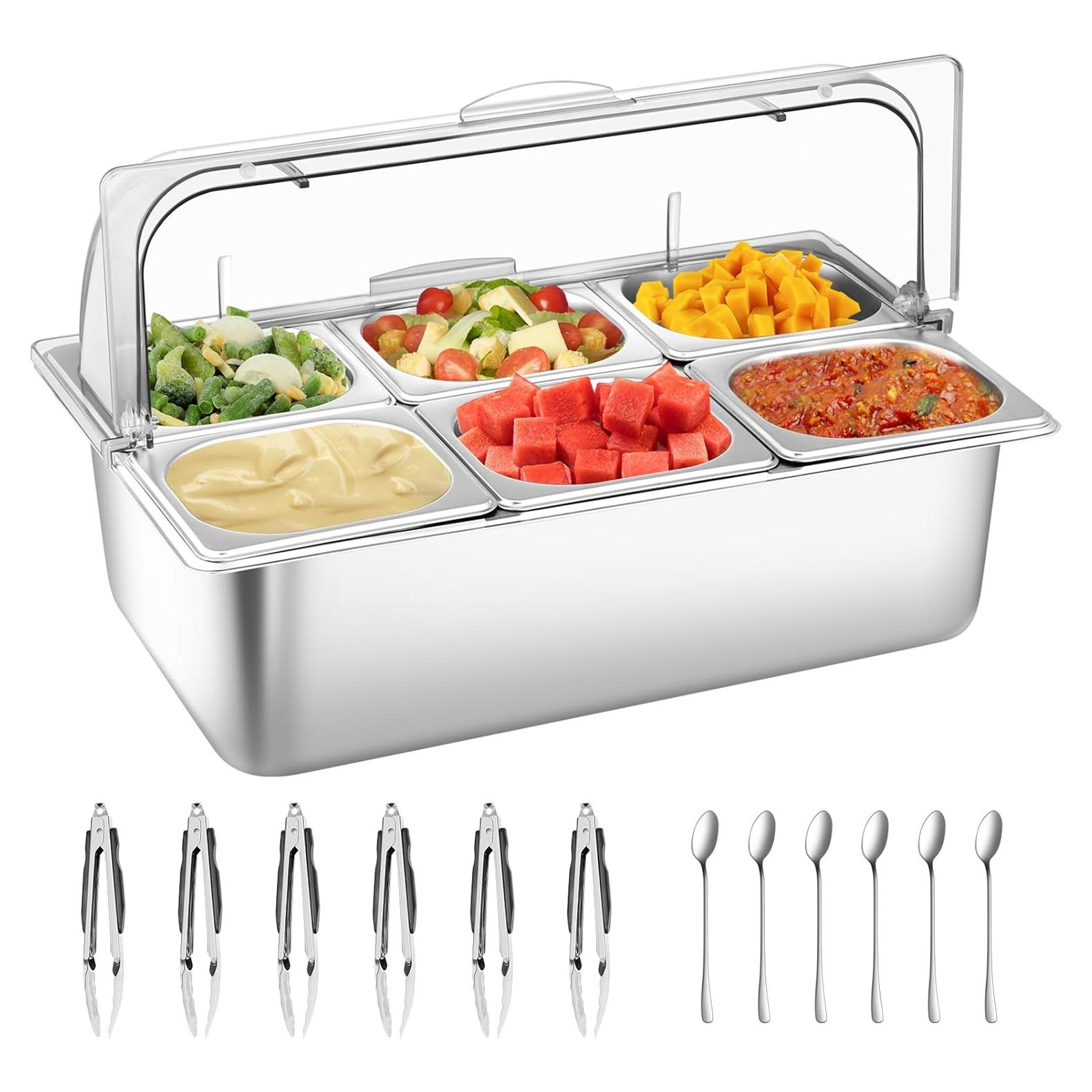 Contenedor de Exhibición de Alimentos Qmeeki con Tapa Deslizante